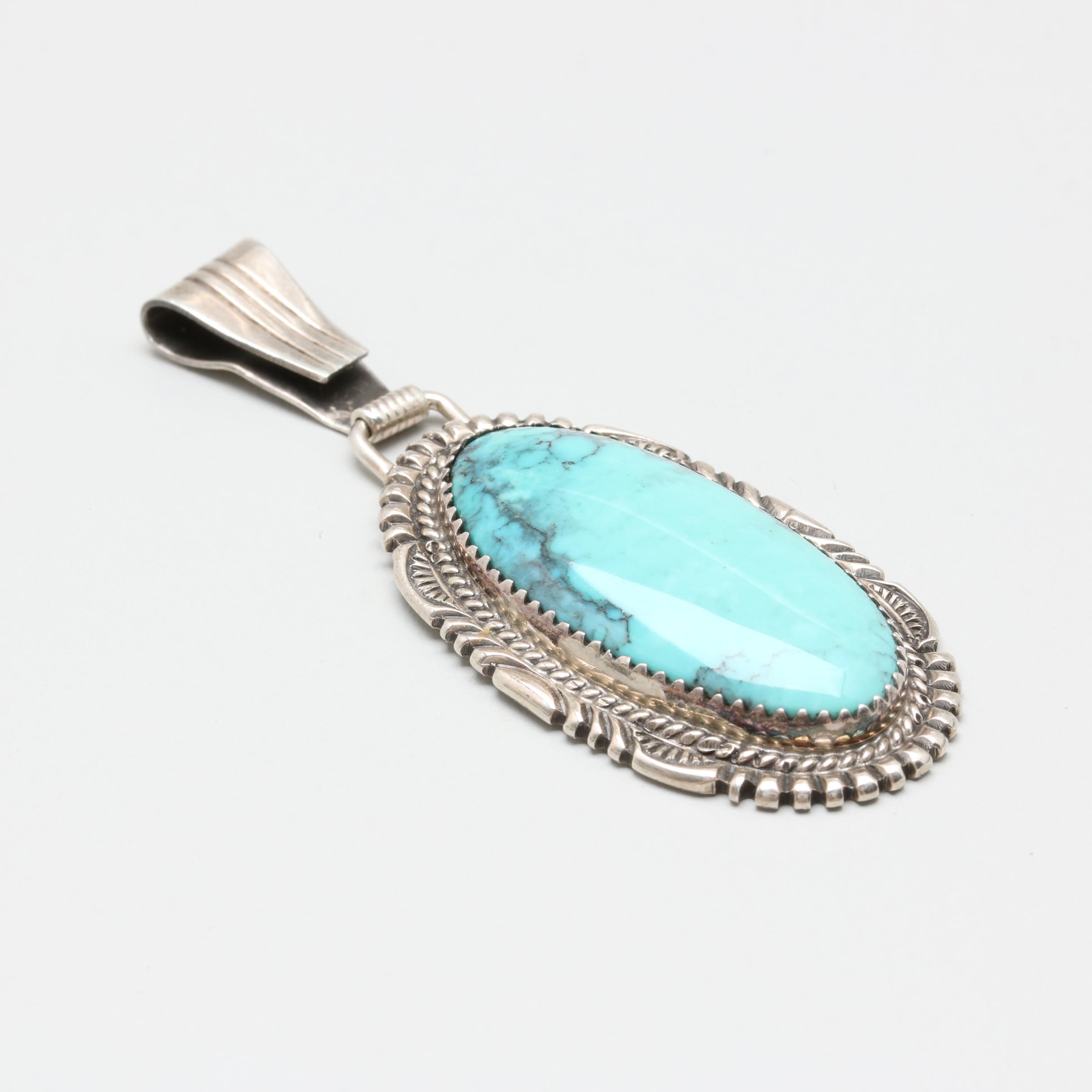 Loren Thomas Begay Navajo Diné Sterling Silver Turquoise Pendant