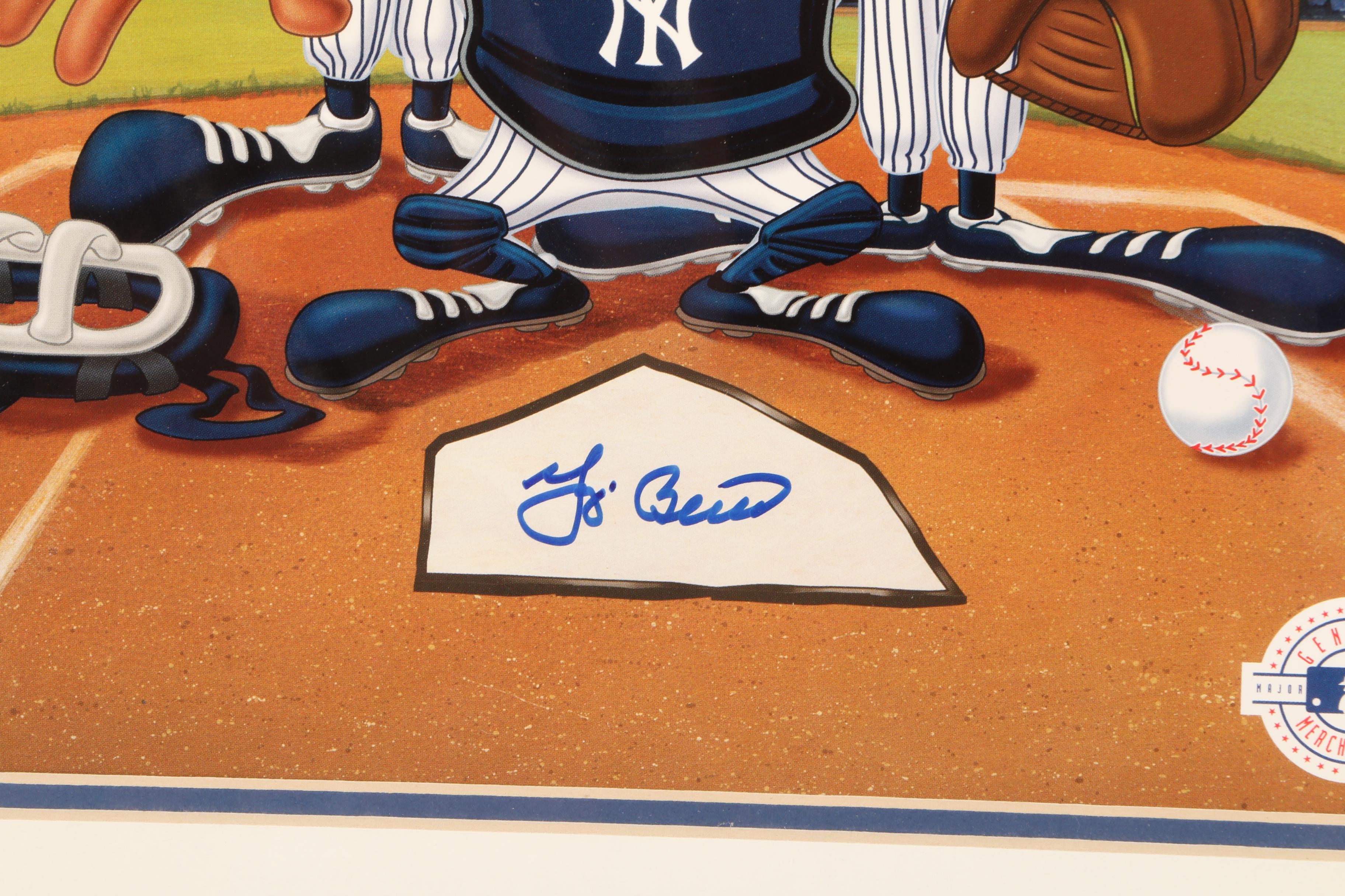 Yogi Berra Signed New York Yankees Looney Tunes Baseball Lithograph COA