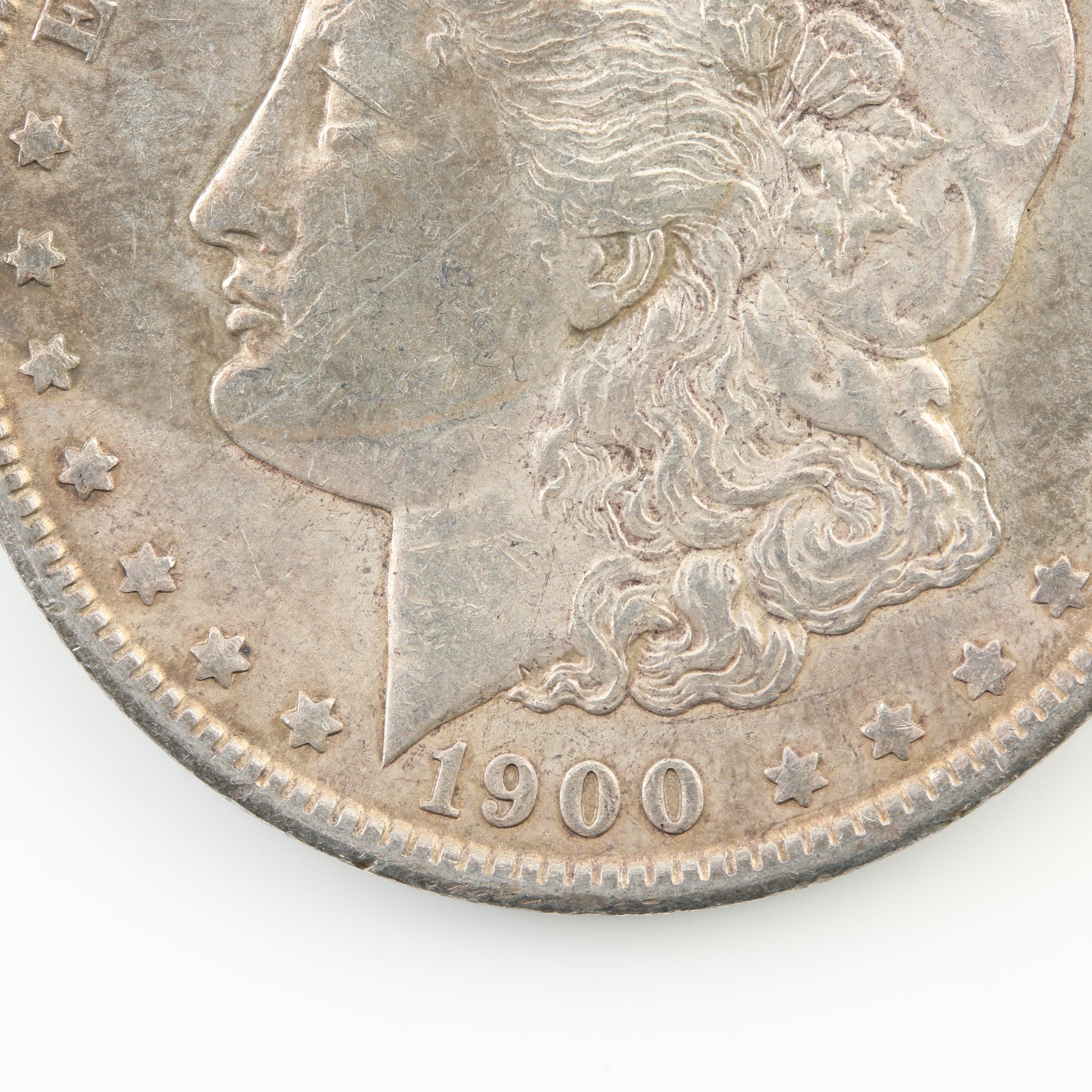 1879-O, 1885-O, 1900 and 1921 Morgan Silver Dollars