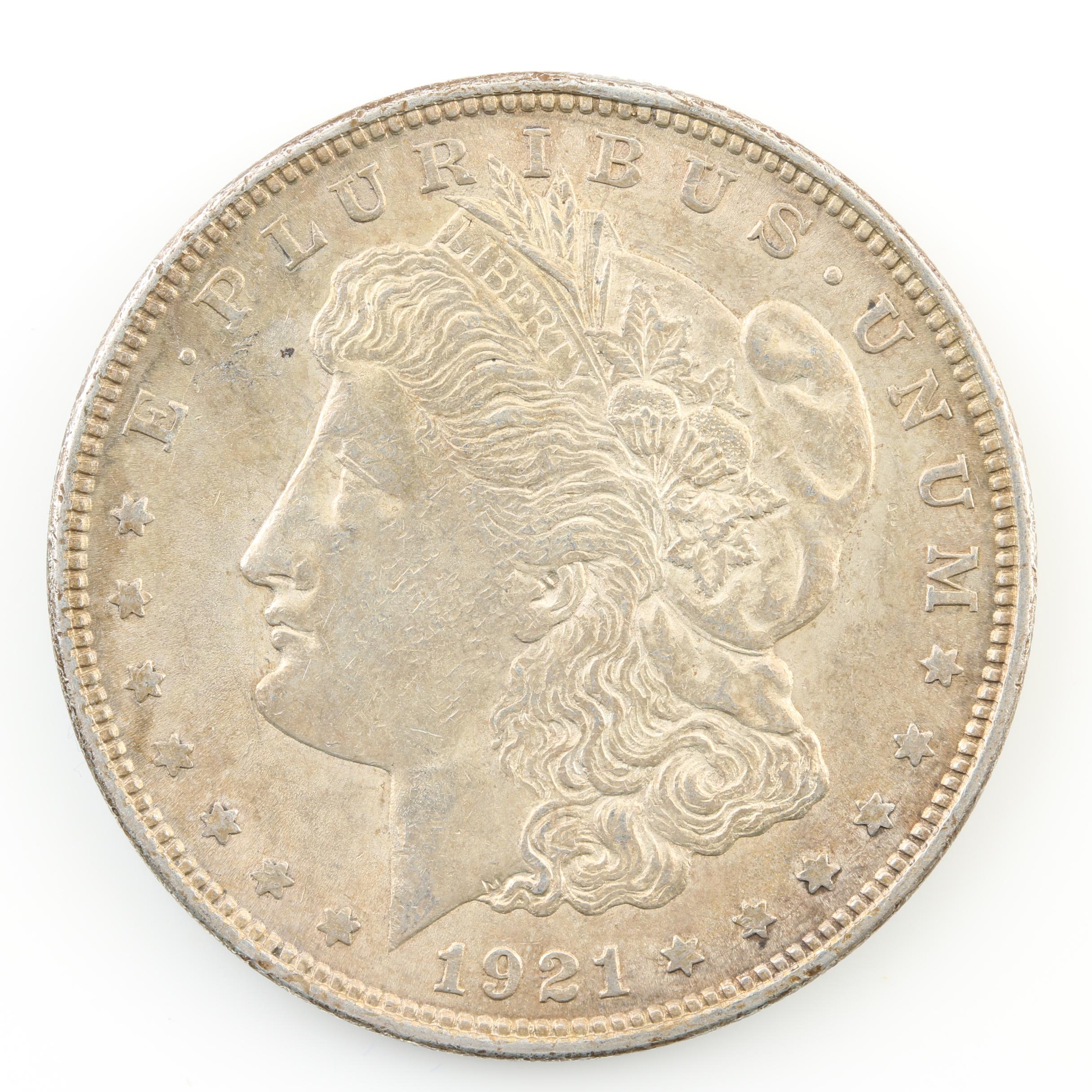 1879-O, 1885-O, 1900 and 1921 Morgan Silver Dollars