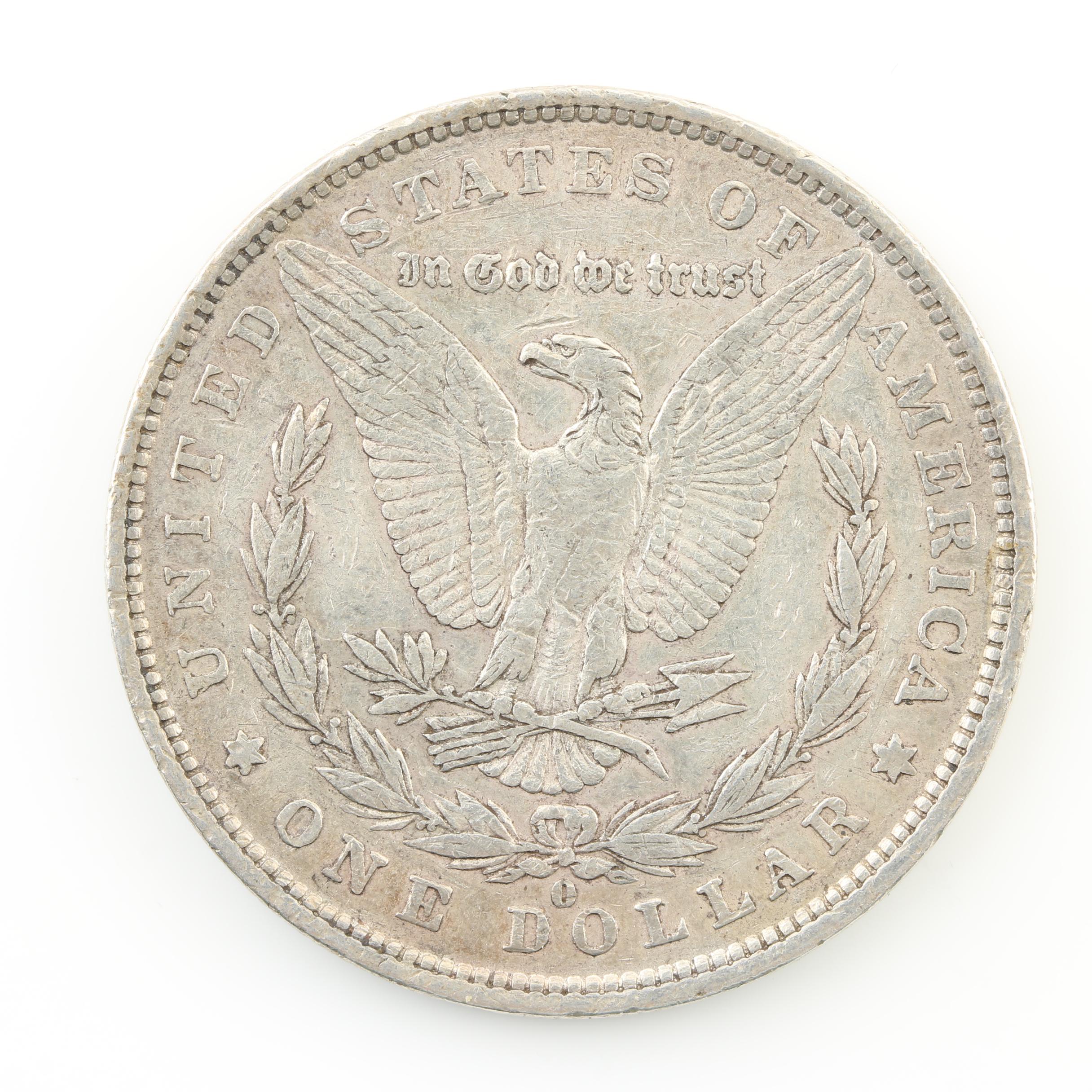1879-O, 1885-O, 1900 and 1921 Morgan Silver Dollars