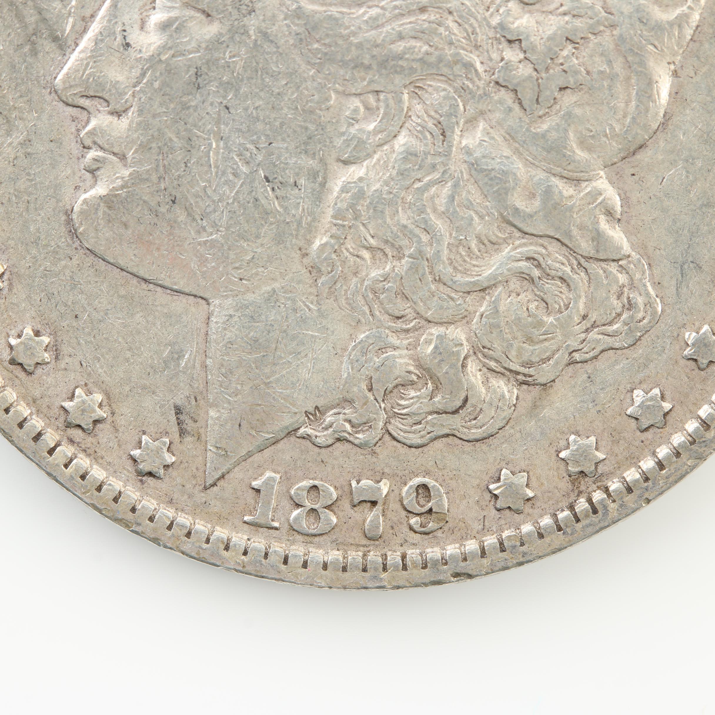 1879-O, 1885-O, 1900 and 1921 Morgan Silver Dollars