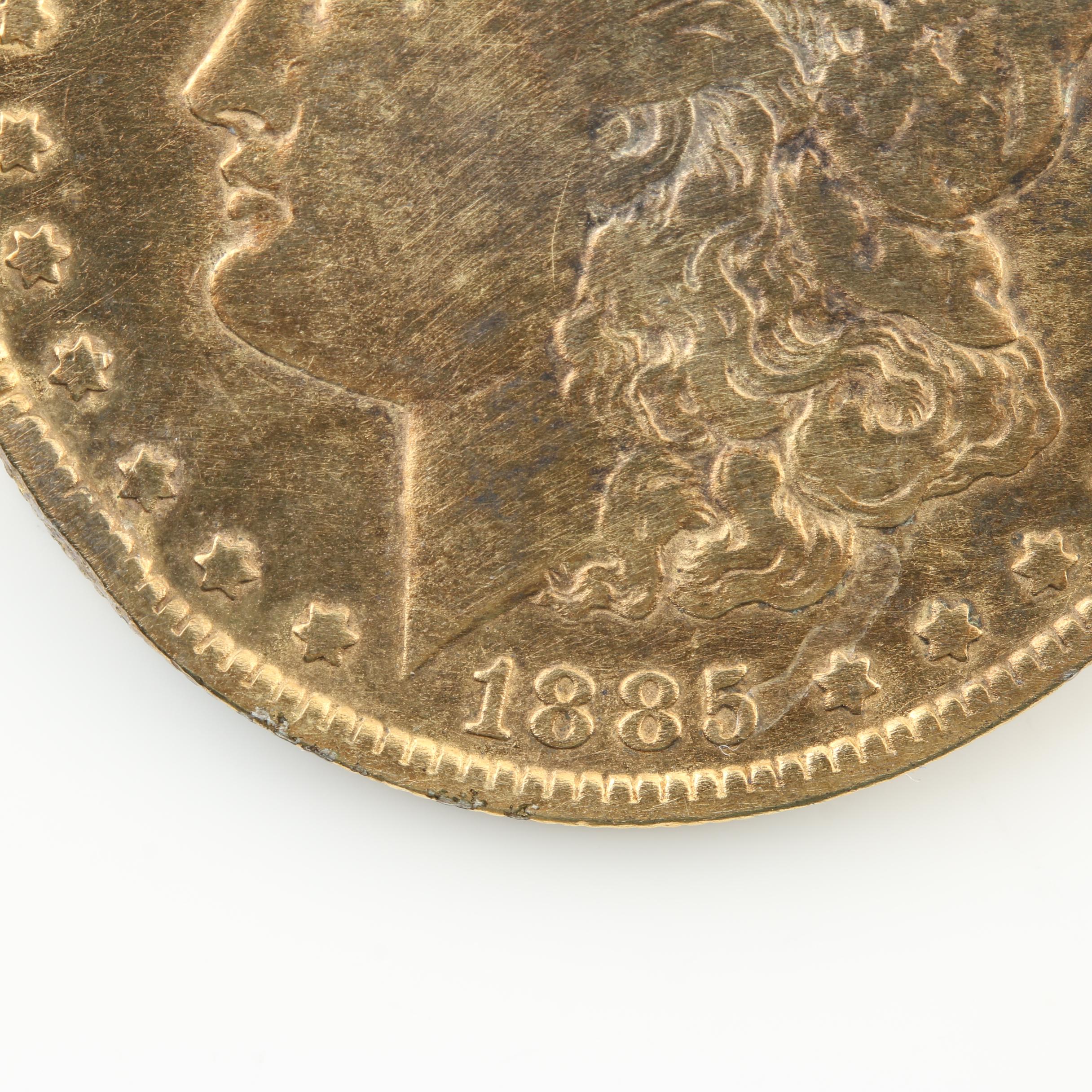 1879-O, 1885-O, 1900 and 1921 Morgan Silver Dollars