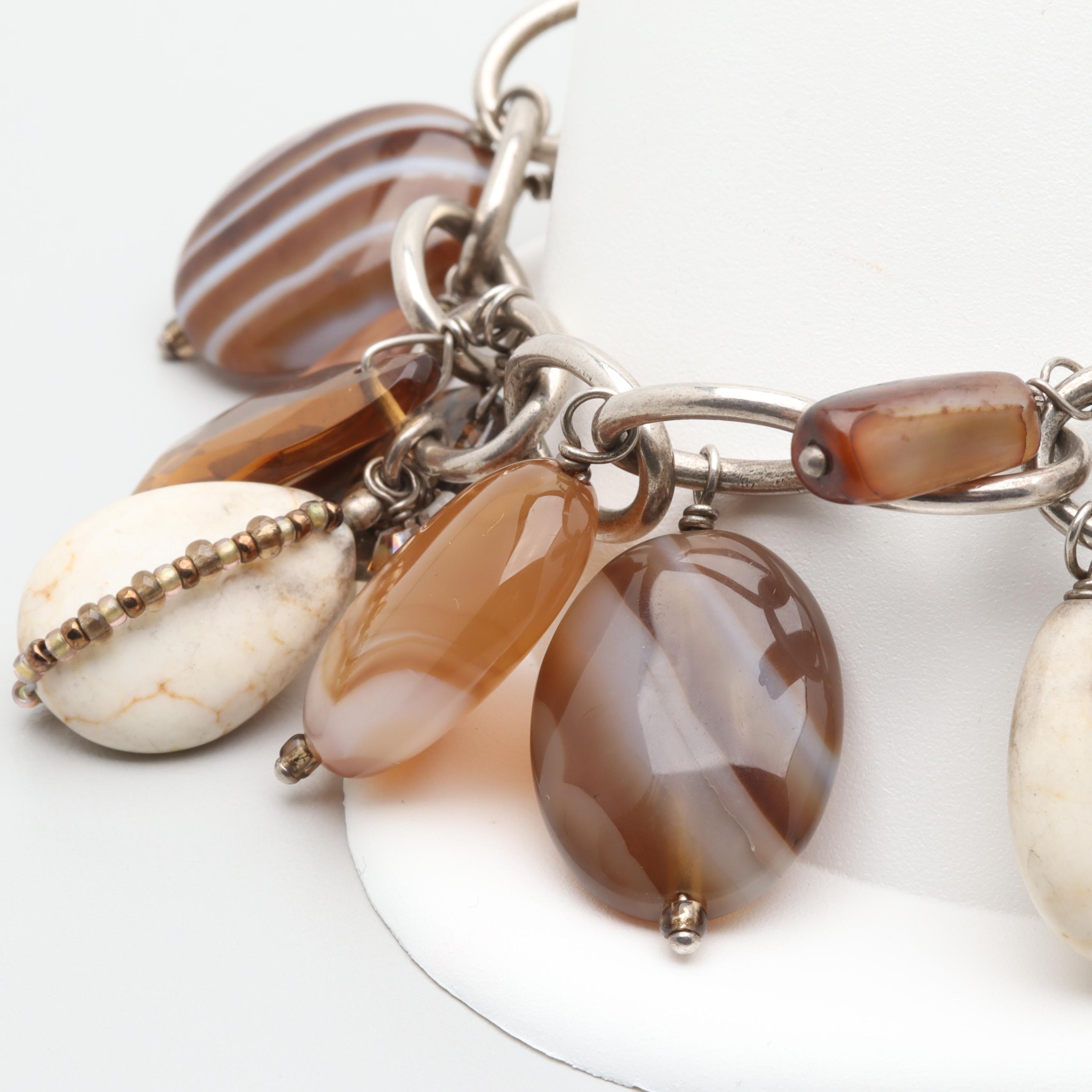 Silpada Sterling Silver Agate, Magnesite, and Glass Beaded Bracelet