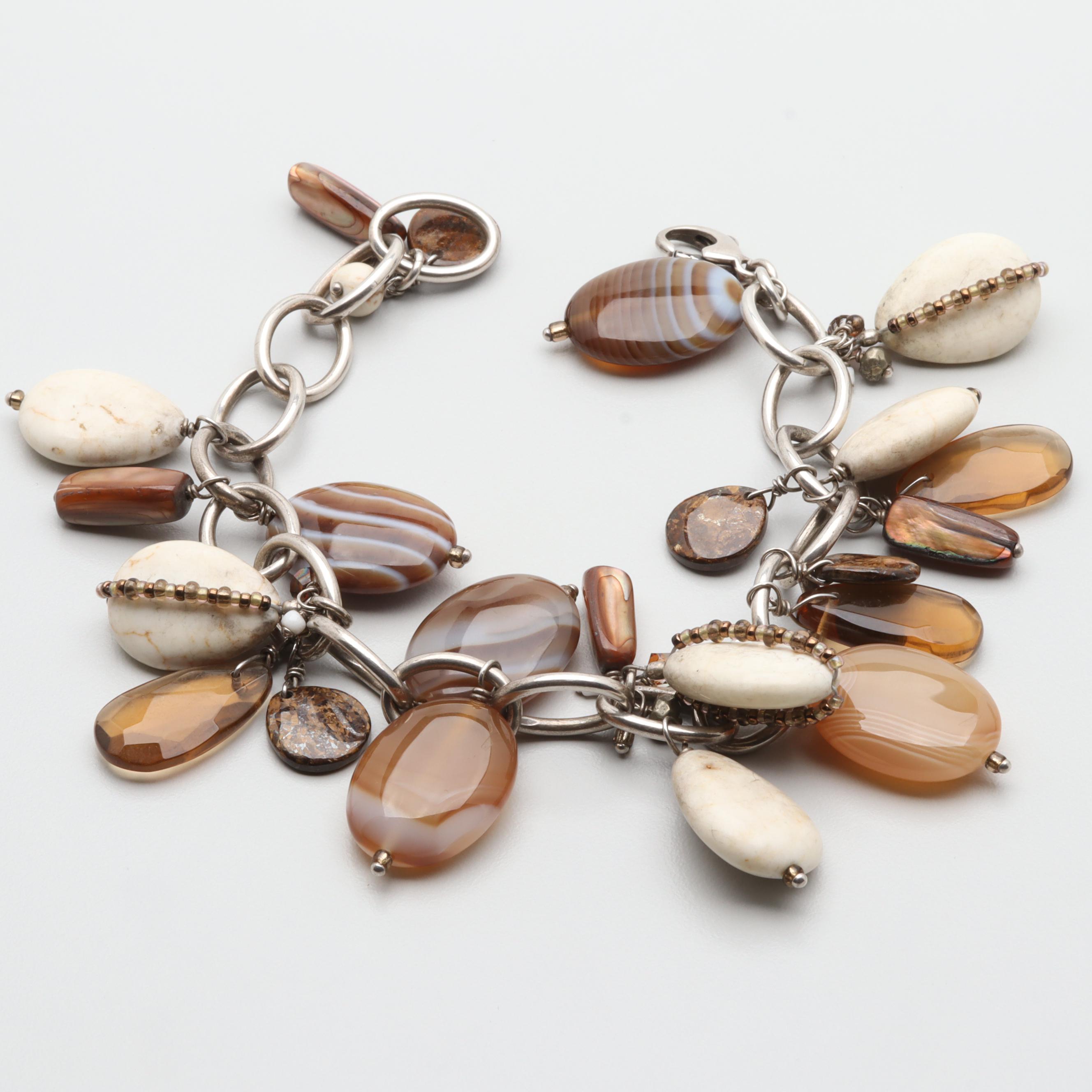 Silpada Sterling Silver Agate, Magnesite, and Glass Beaded Bracelet