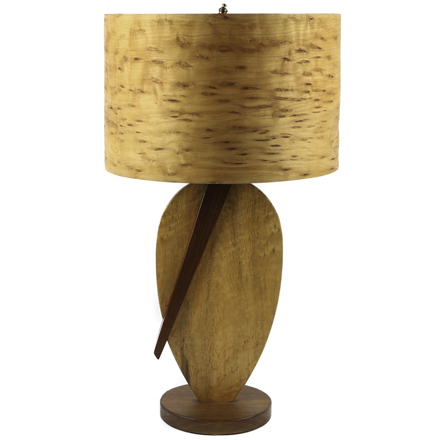 George Biersdorf Bird's Eye Maple and Walnut Table Lamp