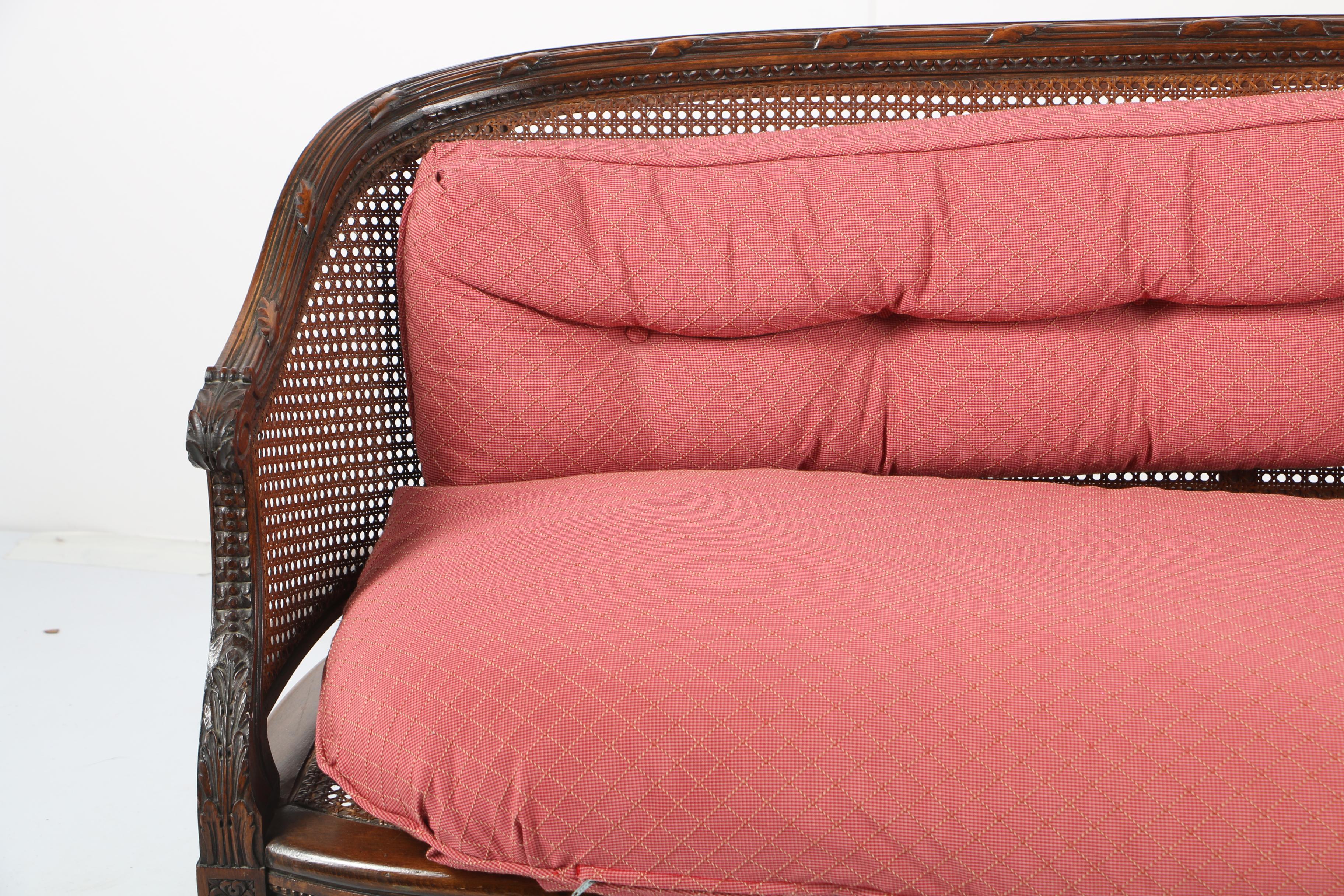 Louis XVI Style Low Back Cane Settee