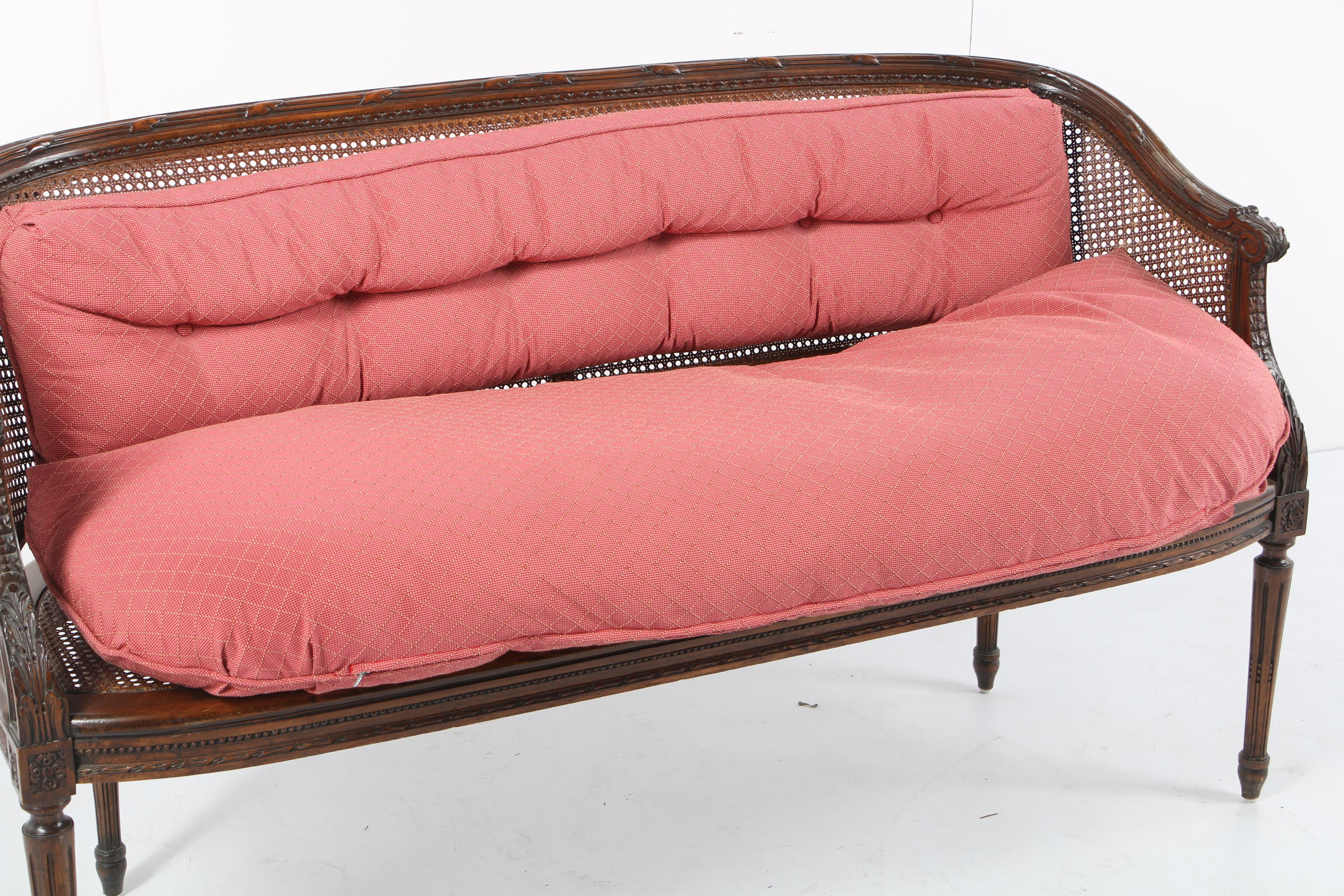 Louis XVI Style Low Back Cane Settee