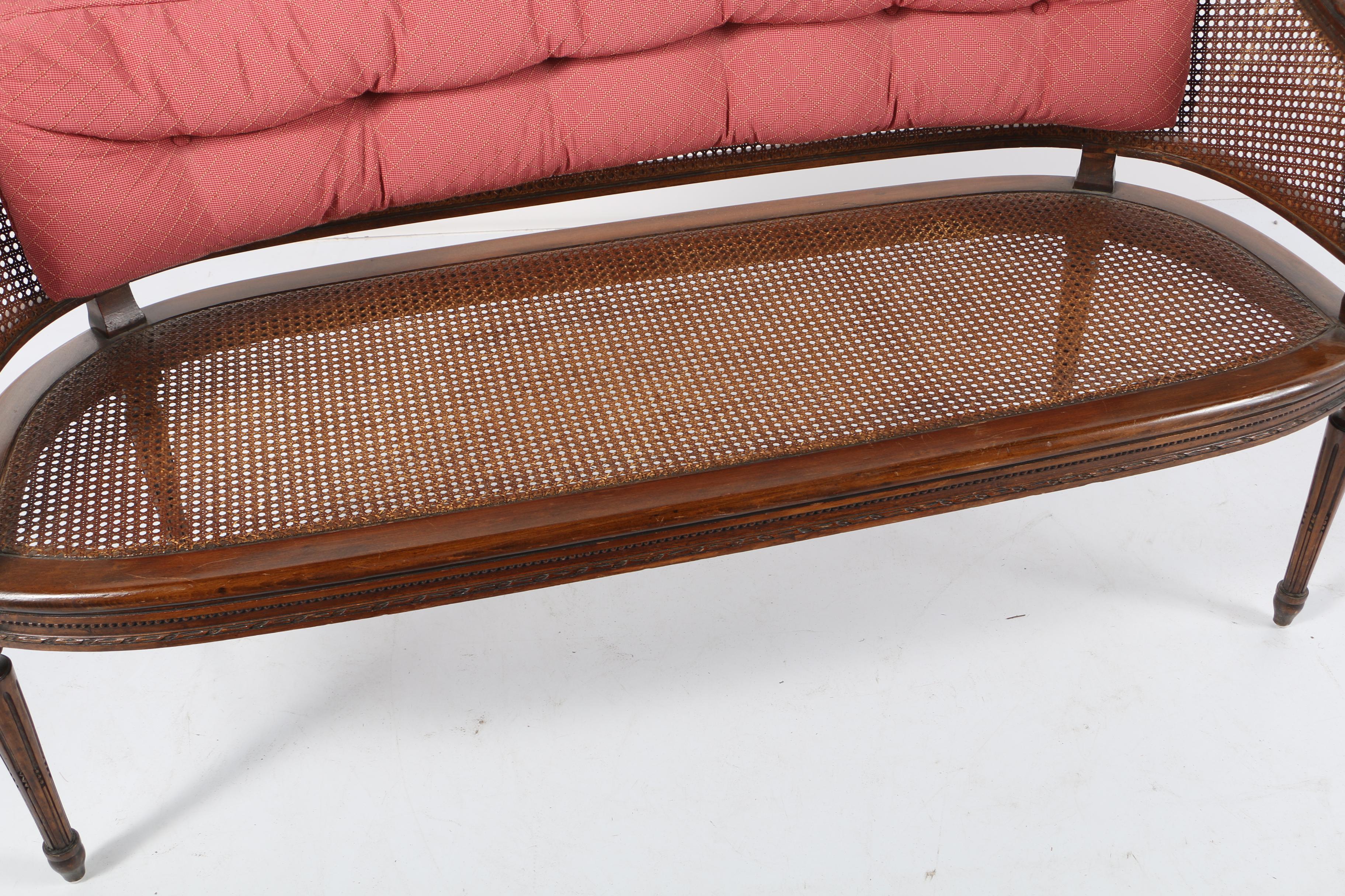 Louis XVI Style Low Back Cane Settee