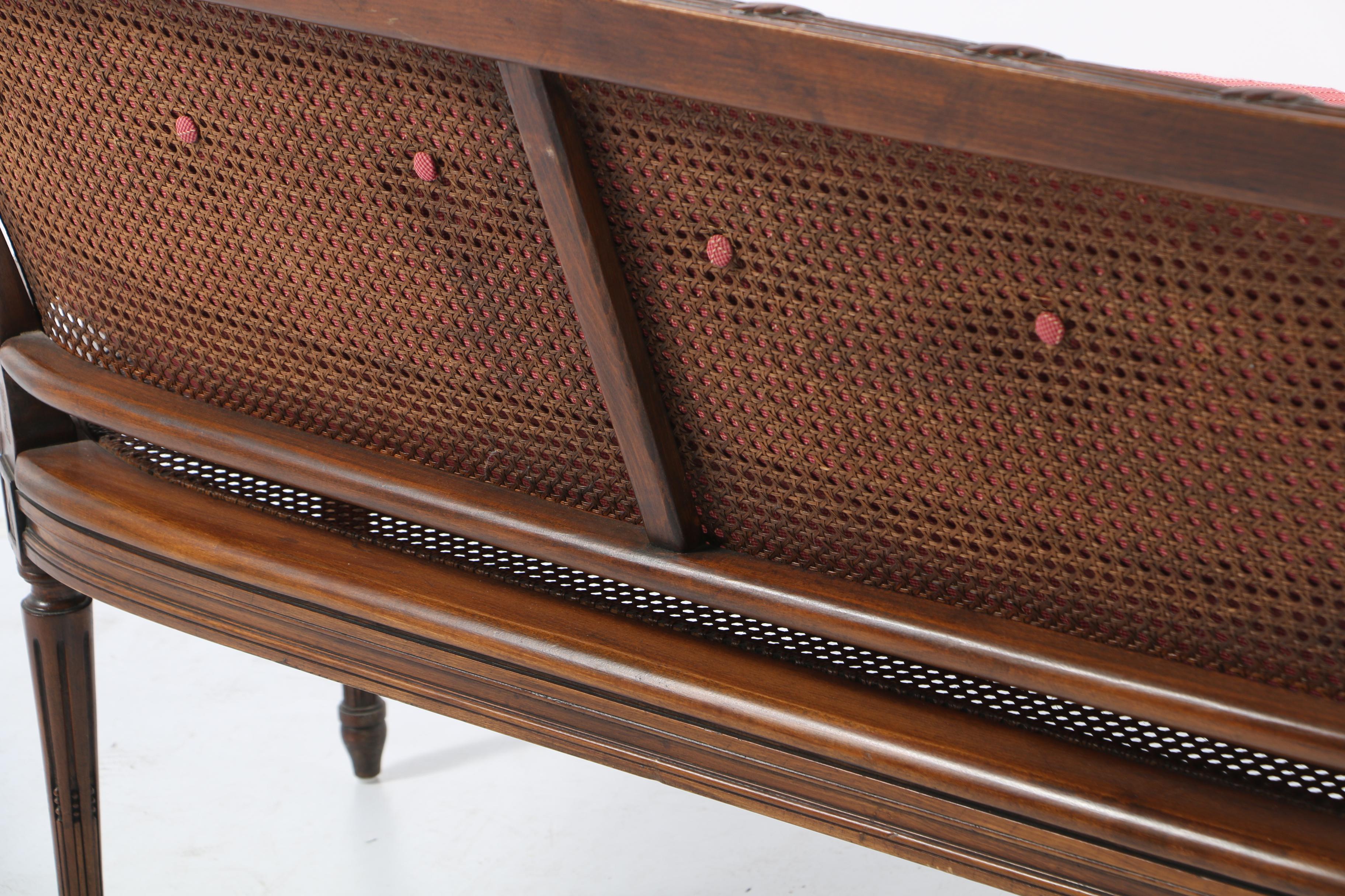 Louis XVI Style Low Back Cane Settee