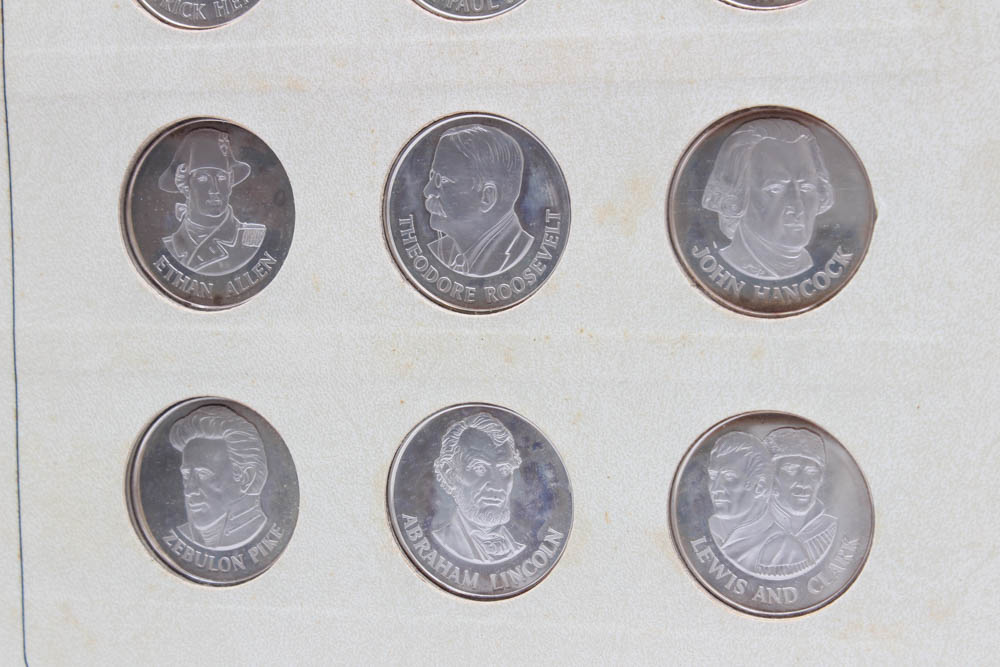 Danbury Mint "Great Patriots of the United States" Sterling Silver Medals Set