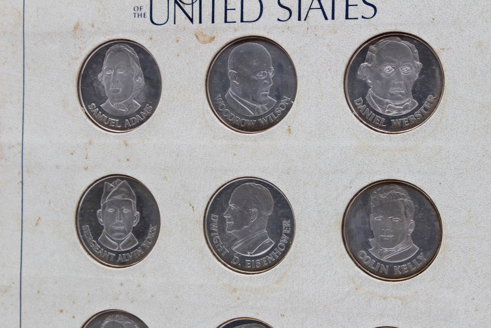Danbury Mint "Great Patriots of the United States" Sterling Silver Medals Set
