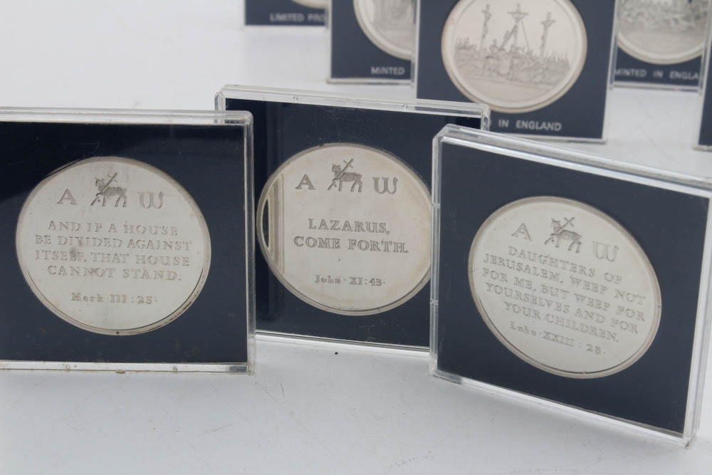 Danbury Mint "The Life of Jesus Collection" Sterling Silver Medal Set