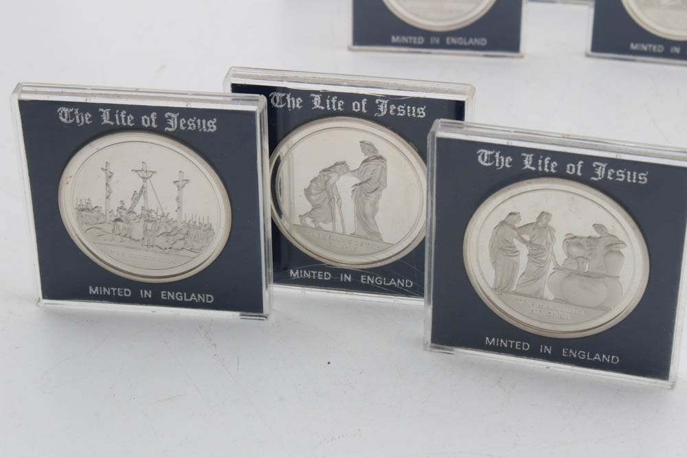 Danbury Mint "The Life of Jesus Collection" Sterling Silver Medal Set