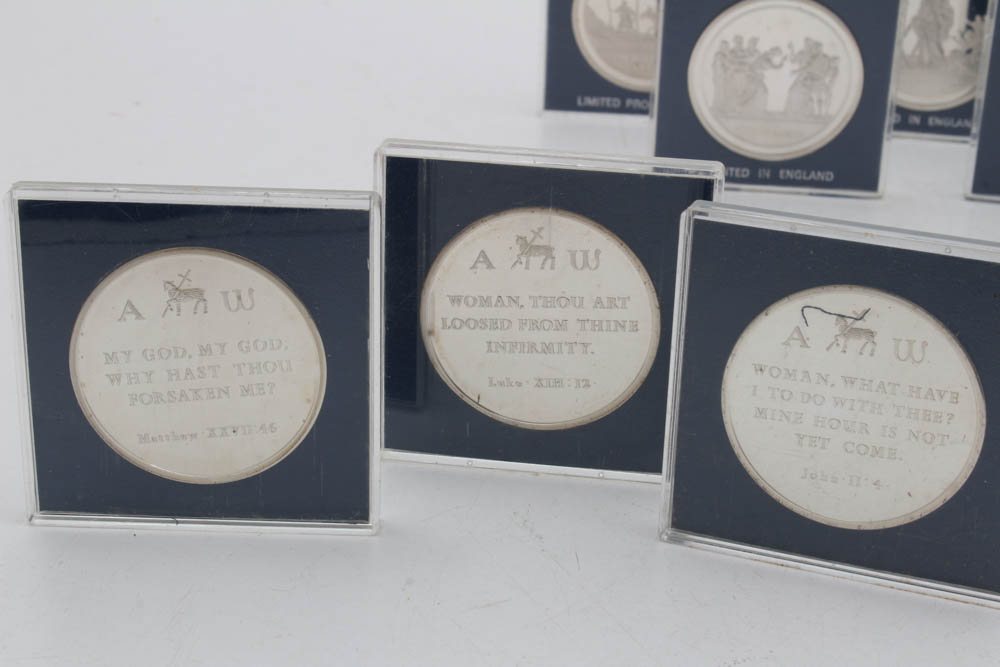 Danbury Mint "The Life of Jesus Collection" Sterling Silver Medal Set