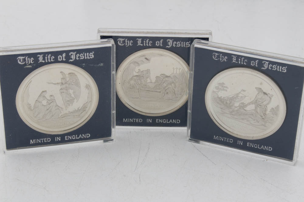 Danbury Mint "The Life of Jesus Collection" Sterling Silver Medal Set