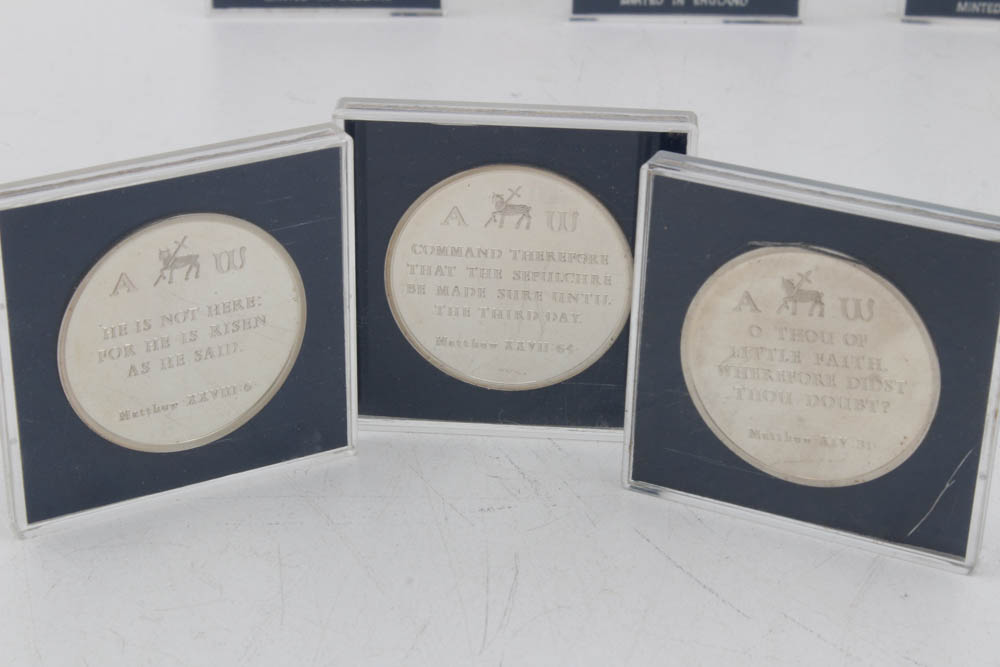 Danbury Mint "The Life of Jesus Collection" Sterling Silver Medal Set