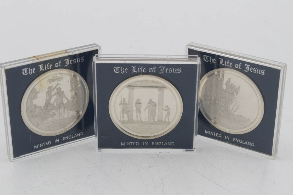 Danbury Mint "The Life of Jesus Collection" Sterling Silver Medal Set