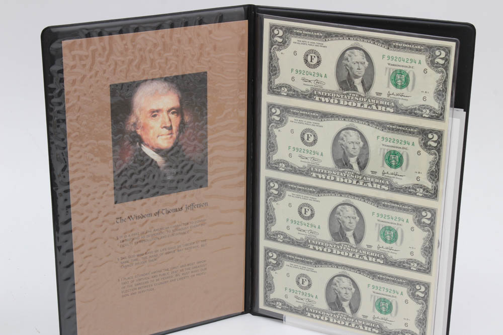 Series 2003 $2 Uncut Currency Sheets