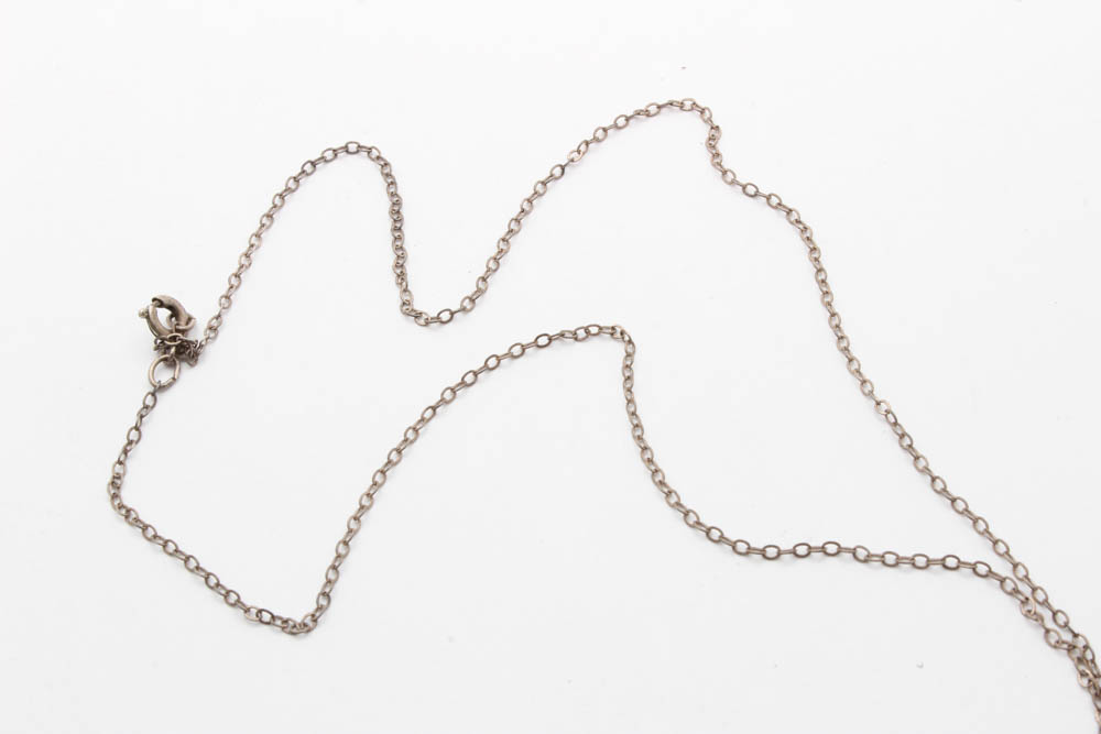 Sterling Silver Pendant and Necklace with Imitation Stones