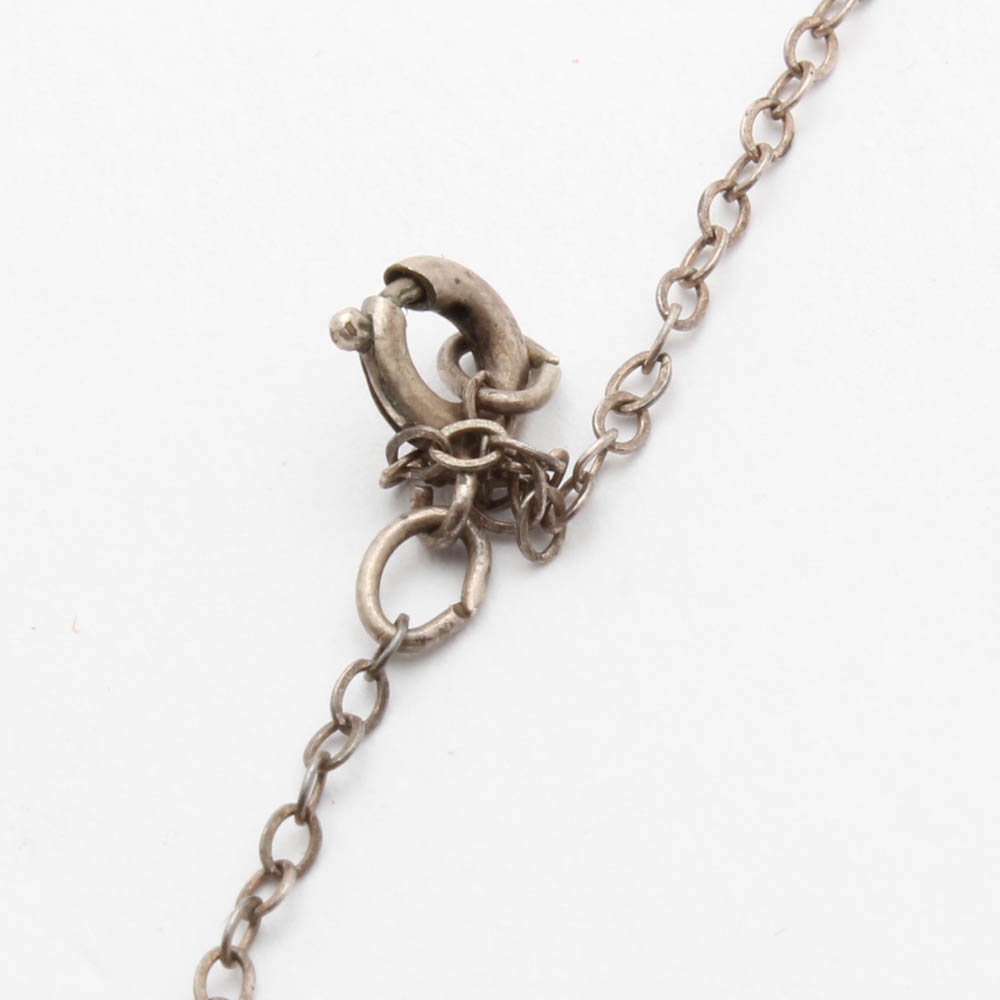 Sterling Silver Pendant and Necklace with Imitation Stones