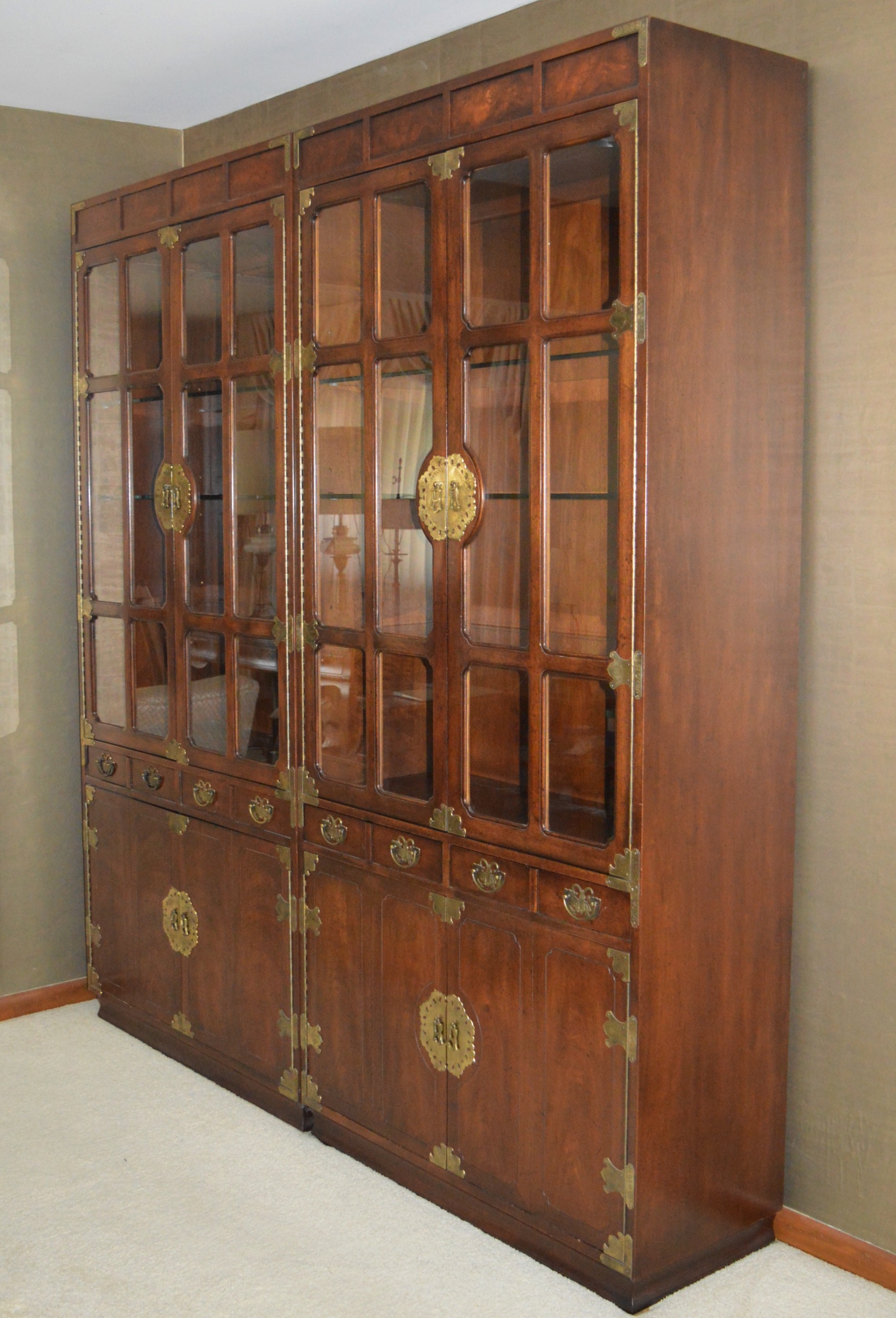 Two Piece Henredon "Pan Asian" China Cabinet