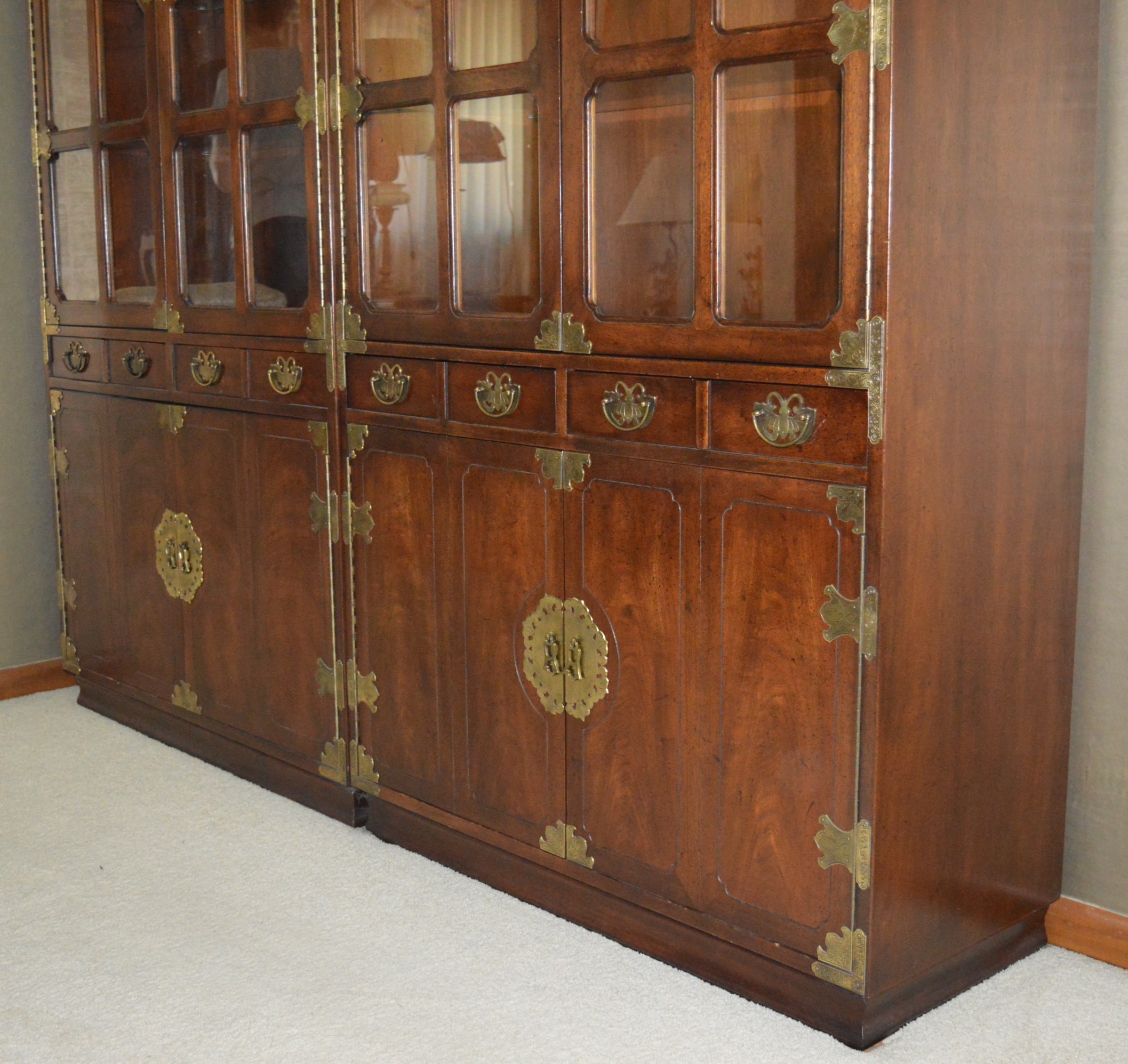 Two Piece Henredon "Pan Asian" China Cabinet