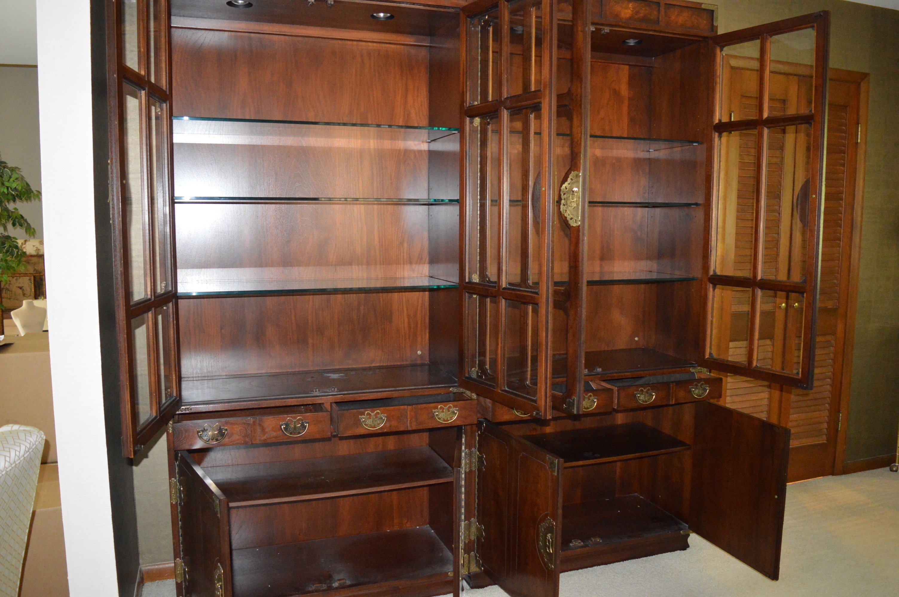 Two Piece Henredon "Pan Asian" China Cabinet