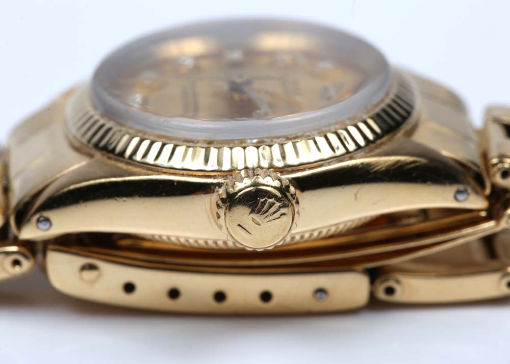 Rolex Oyster Perpetual 18K Yellow Gold and Diamond Watch