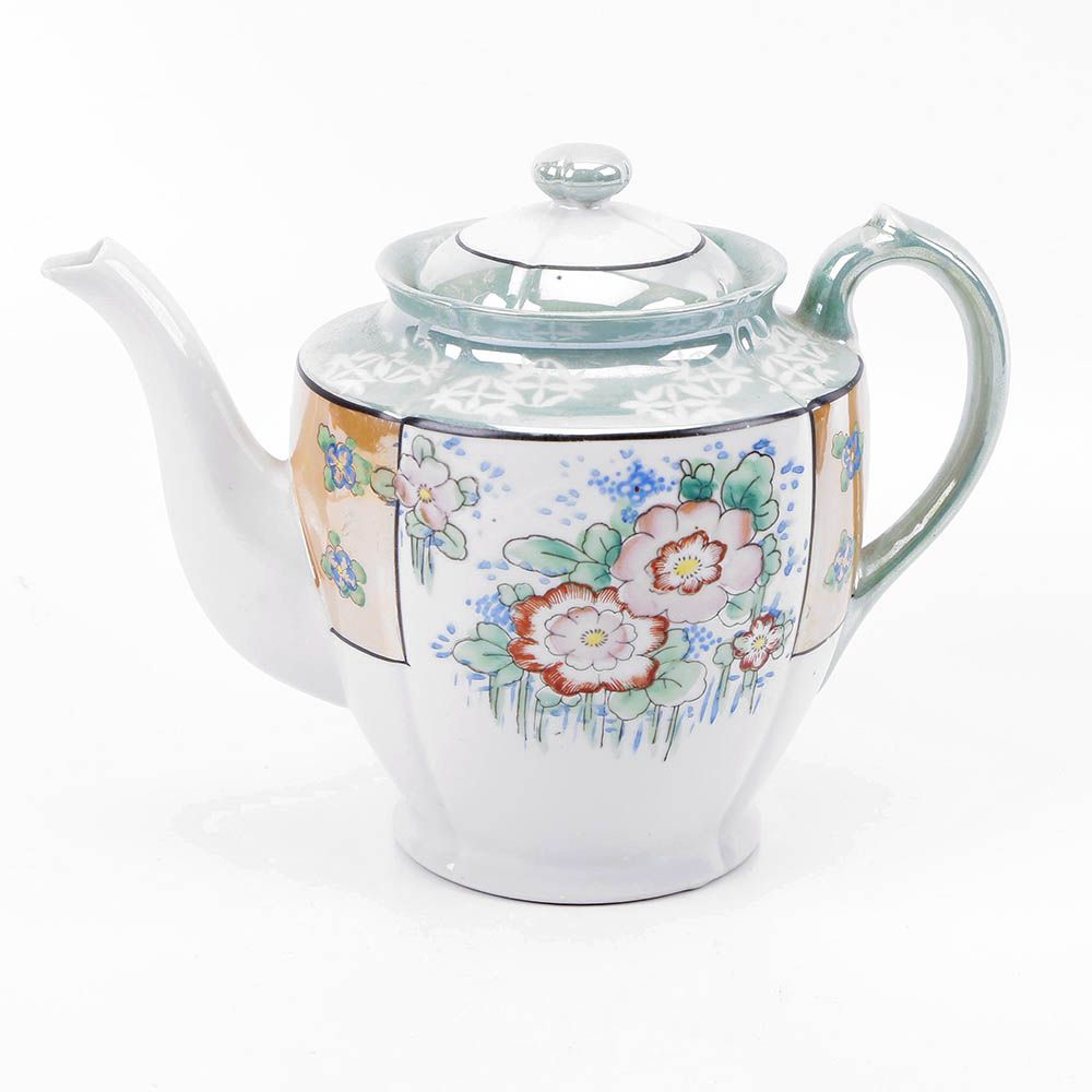 Vintage Japanese Hand-Painted Lusterware Porcelain Teapot