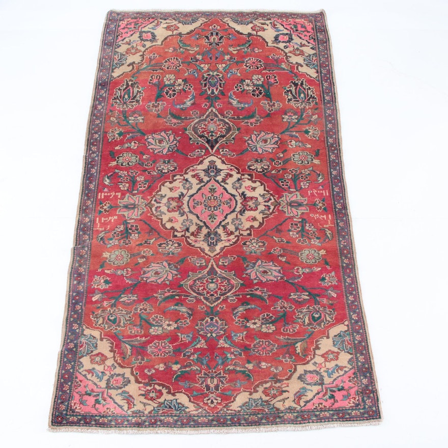 Vintage Hand-Knotted Persian Malayer Long Rug