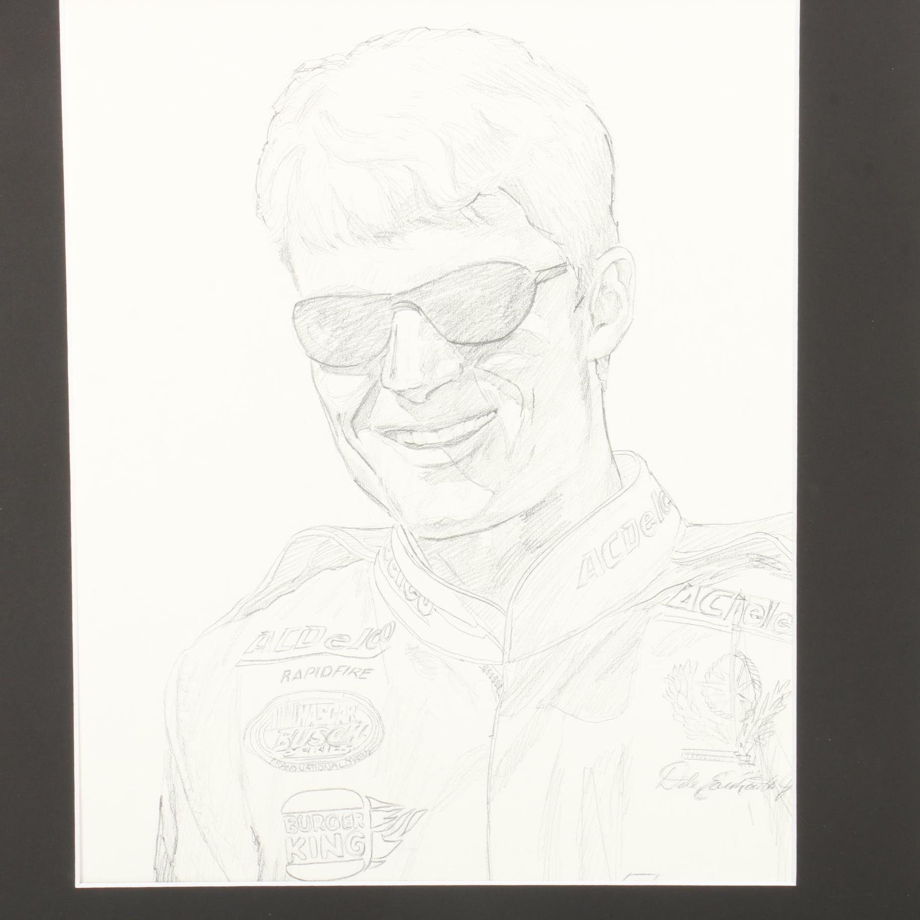 Three Nascar Sketches of Earnhardt, Earnhardt Jr., Earnhardt-Gordon