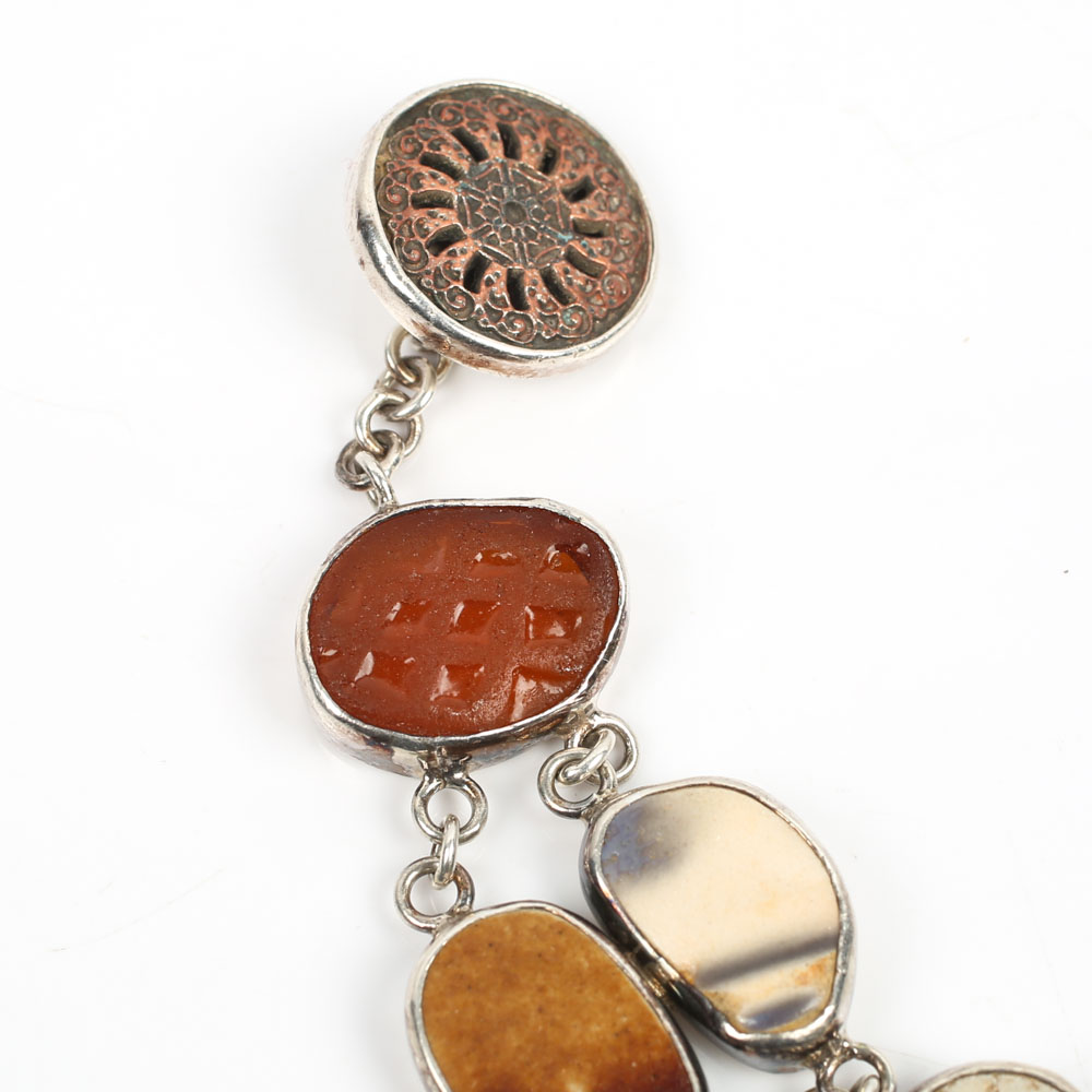 J. Lee Sterling Silver Multi-Stone and Glass Bracelet