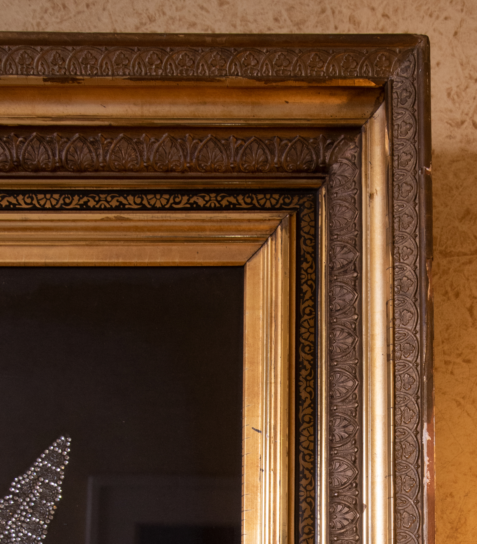 Framed Vintage Art Deco Style Hand Beaded Dress Applique