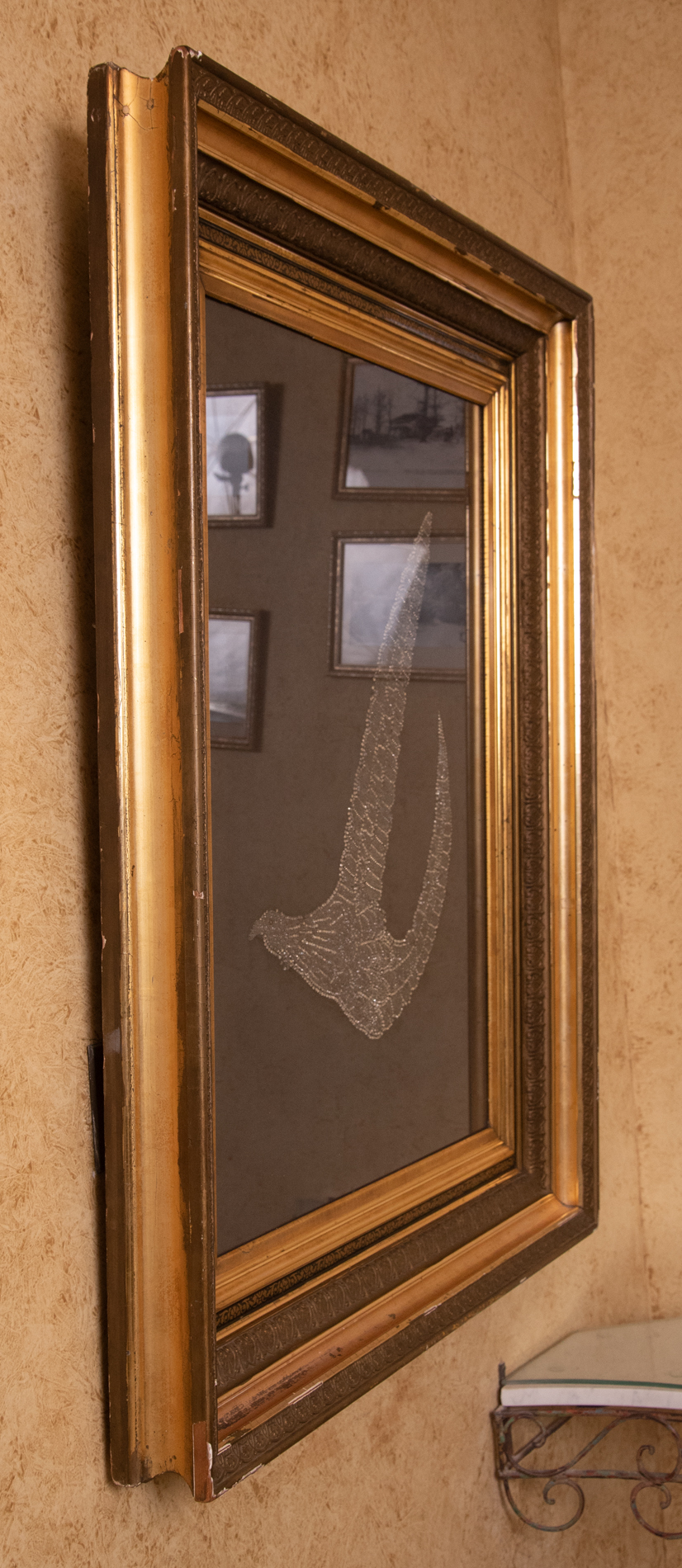 Framed Vintage Art Deco Style Hand Beaded Dress Applique