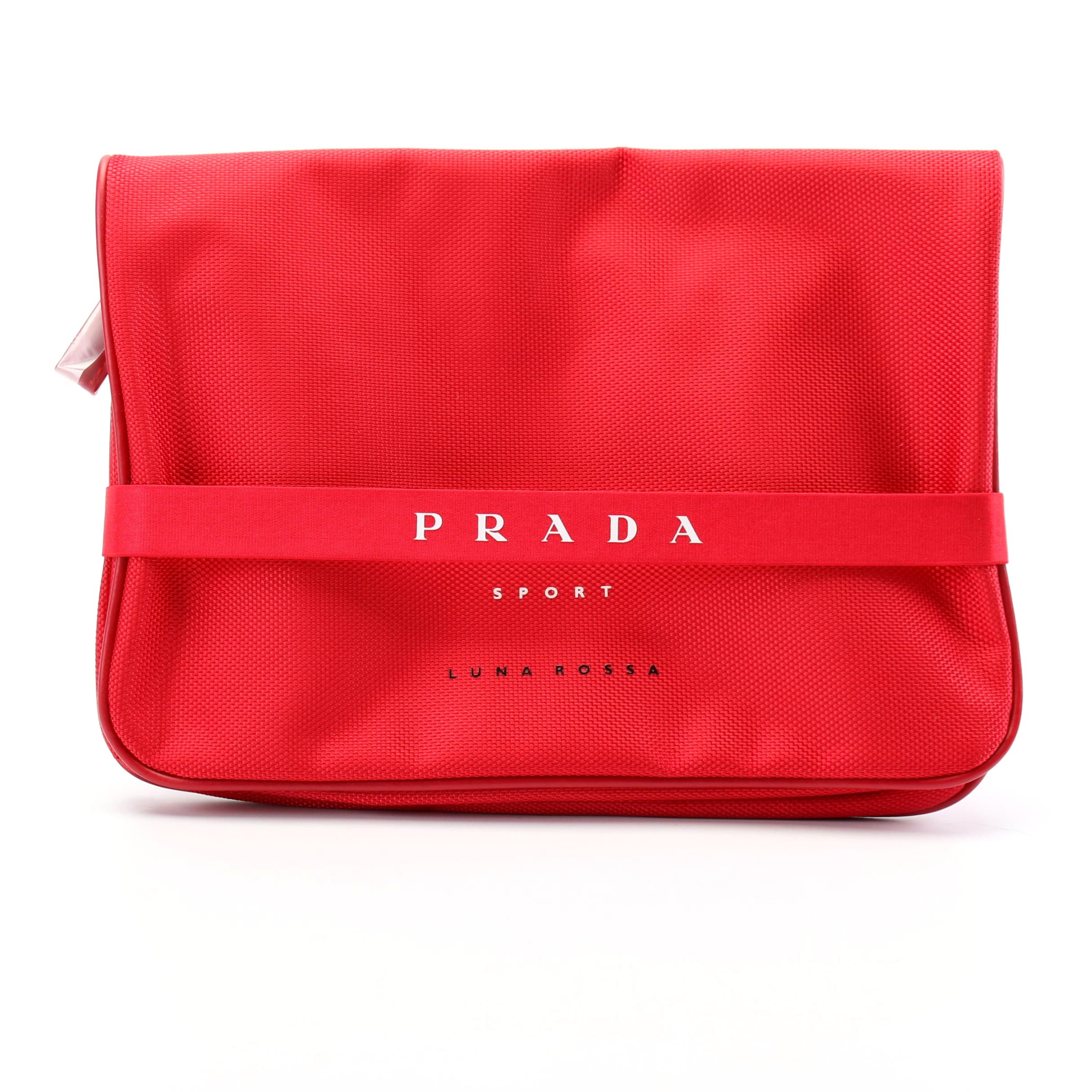 Prada Sport Luna Rossa Red Nylon Cosmetic Bag