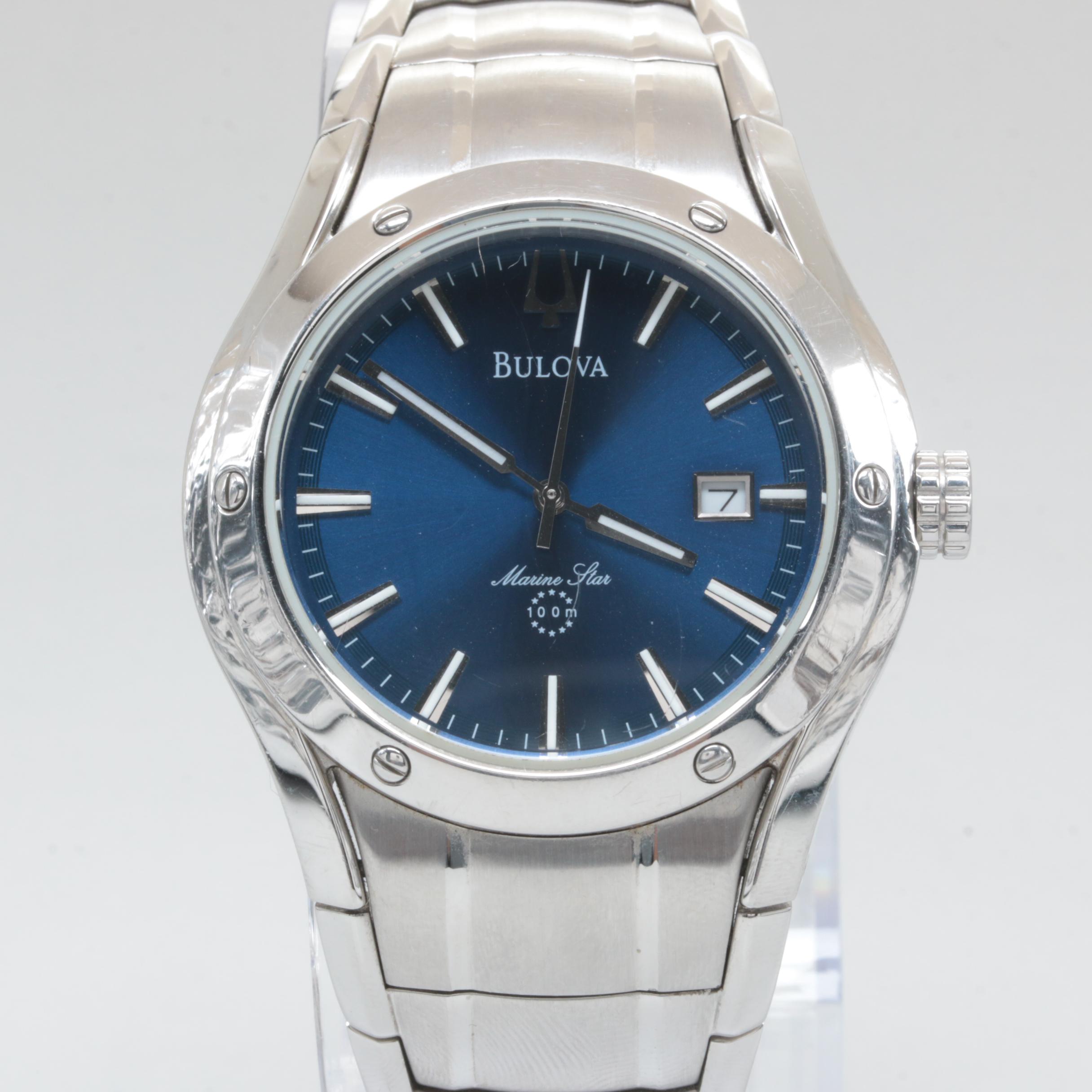 Bulova Stainless Steel Blue Dial Watch