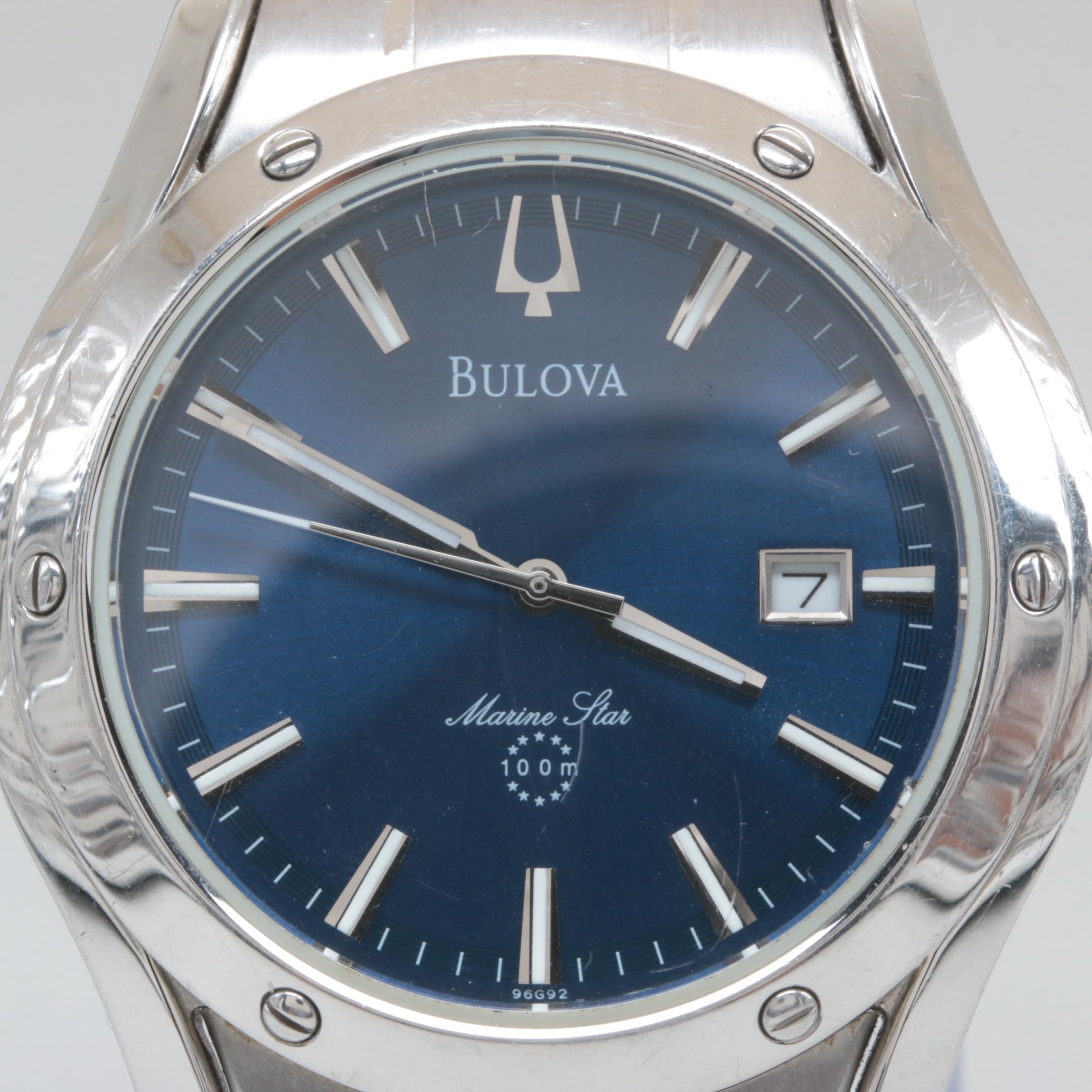 Bulova Stainless Steel Blue Dial Watch