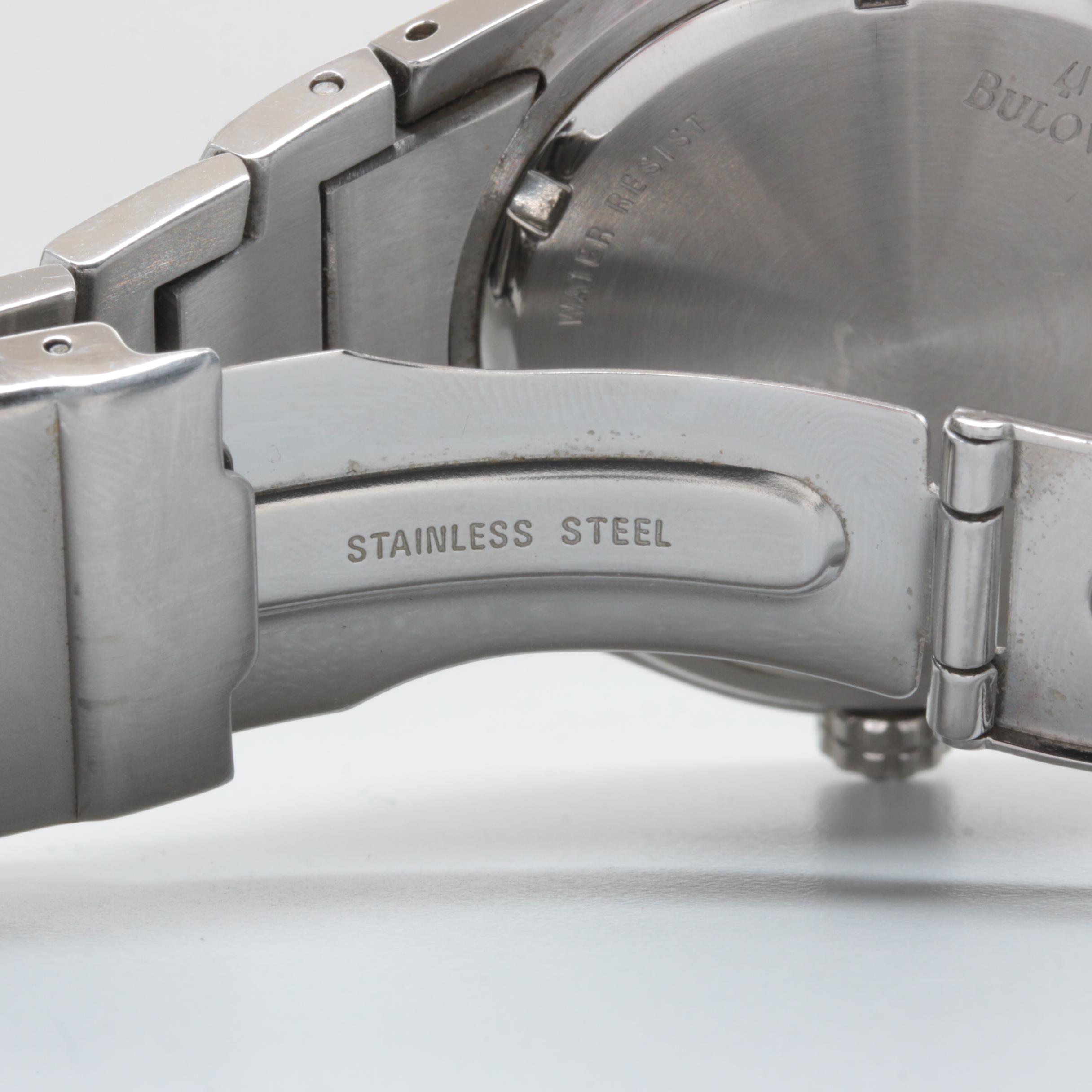 Bulova Stainless Steel Blue Dial Watch