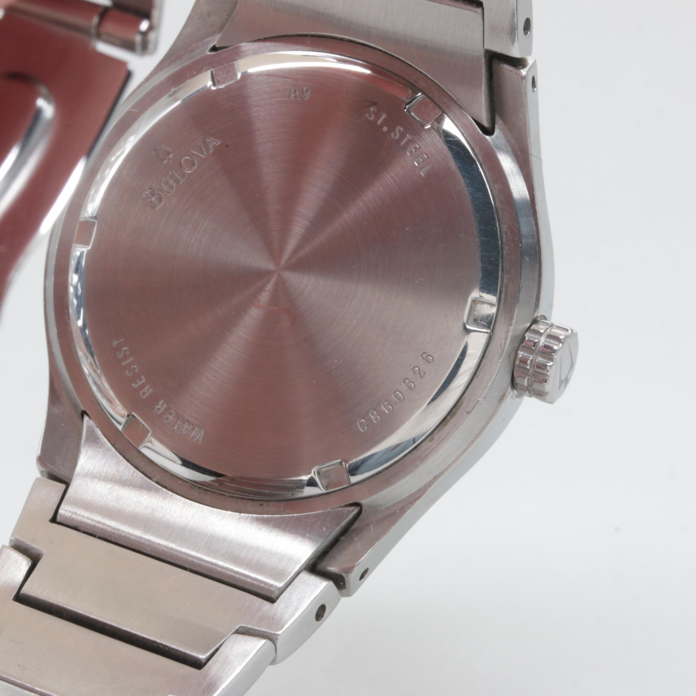 Bulova Stainless Steel Blue Dial Watch