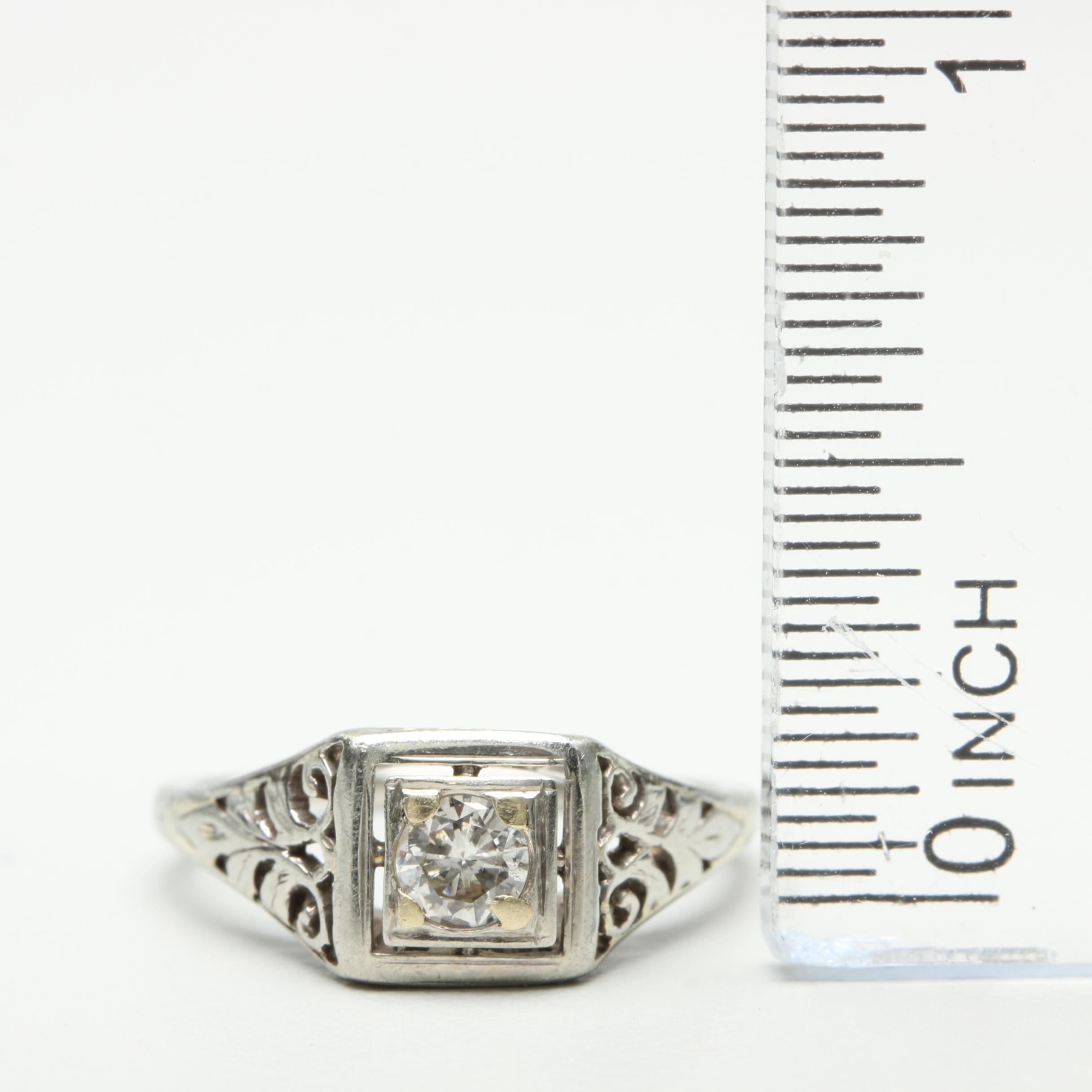 Vintage 18K White Gold Diamond Ring