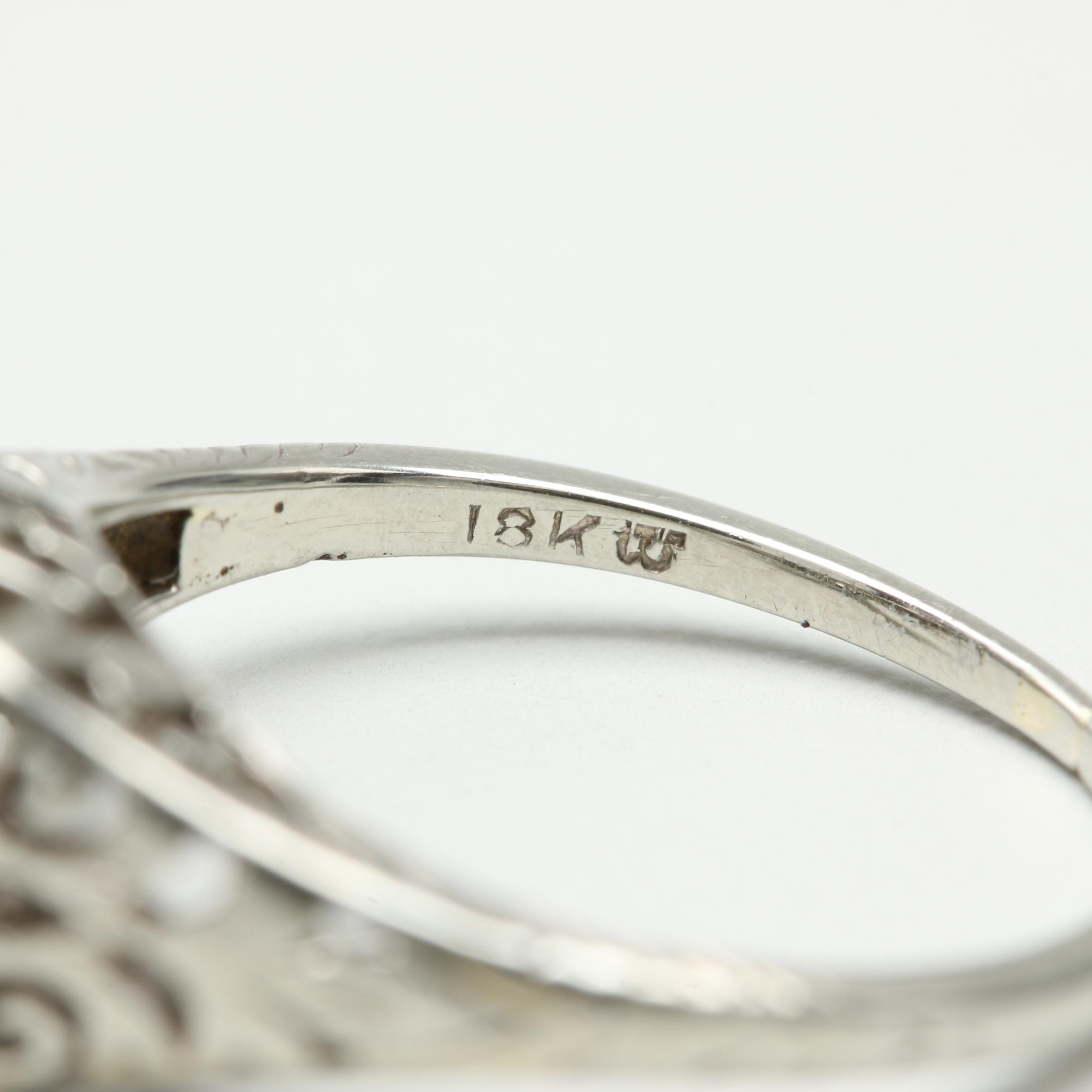 Vintage 18K White Gold Diamond Ring