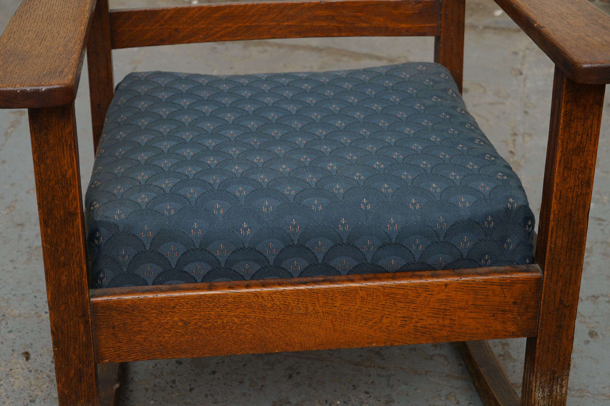 Vintage Oak Mission Style Ladder Back Rocking Chair