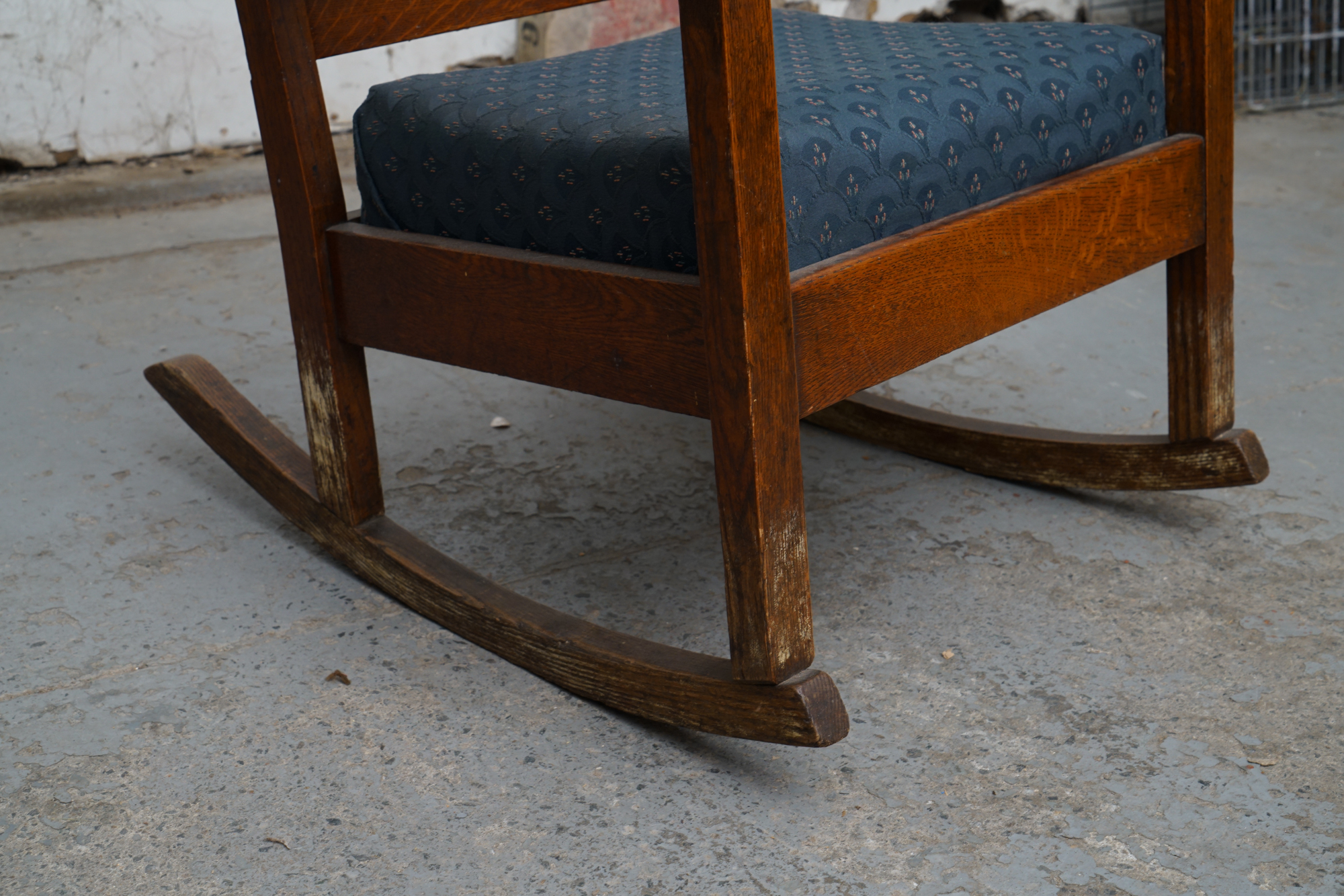 Vintage Oak Mission Style Ladder Back Rocking Chair