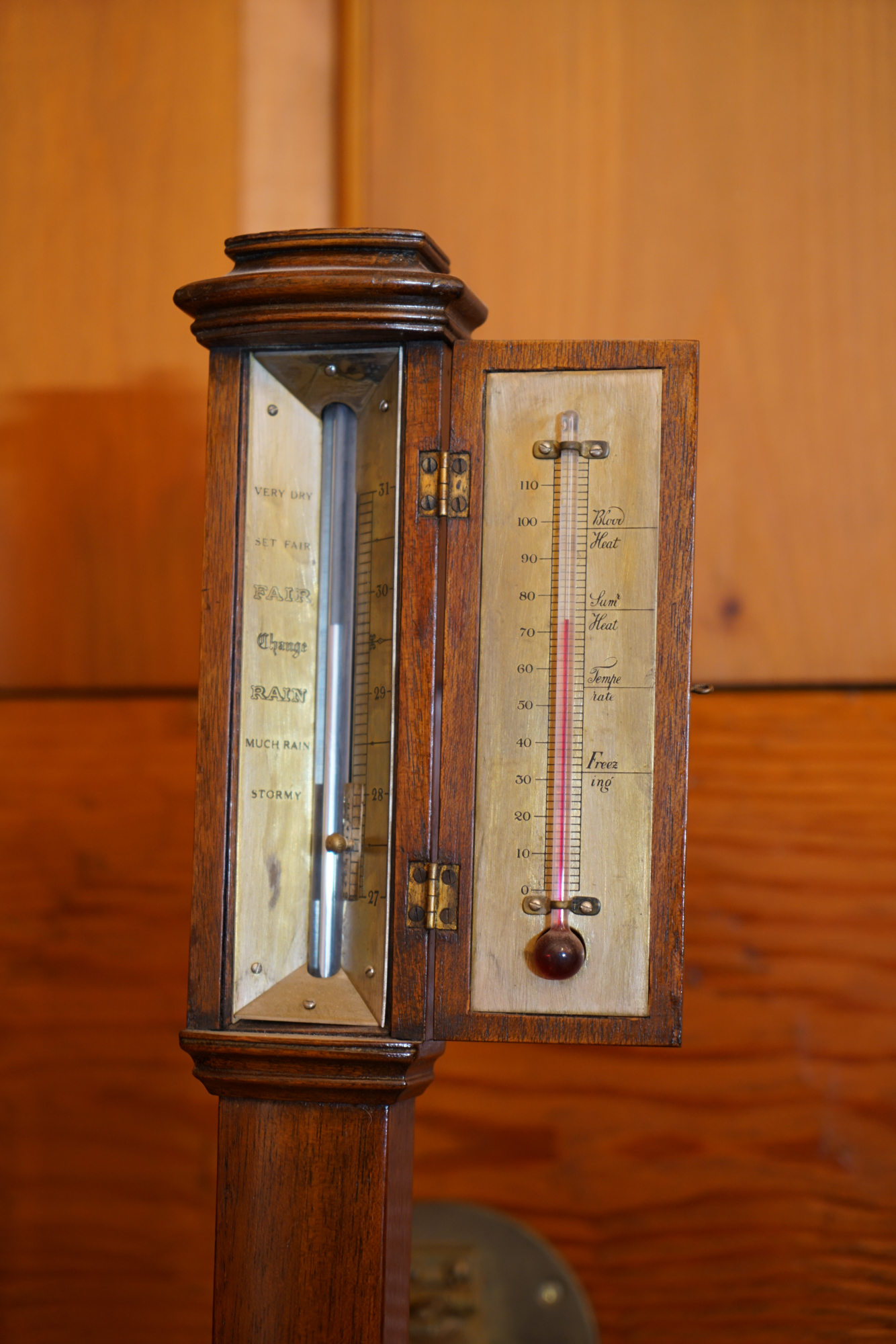 Antique Gimbaled Vertical Marine Barometer