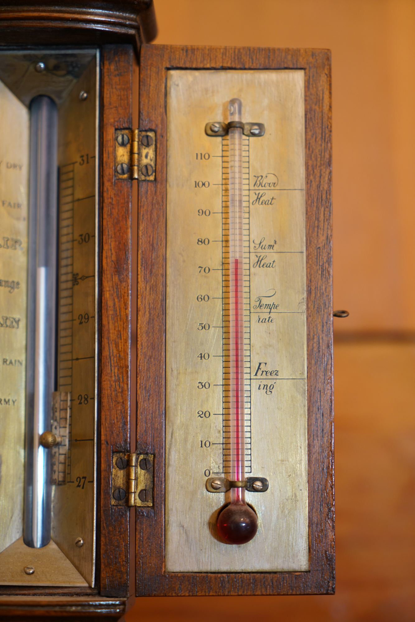 Antique Gimbaled Vertical Marine Barometer