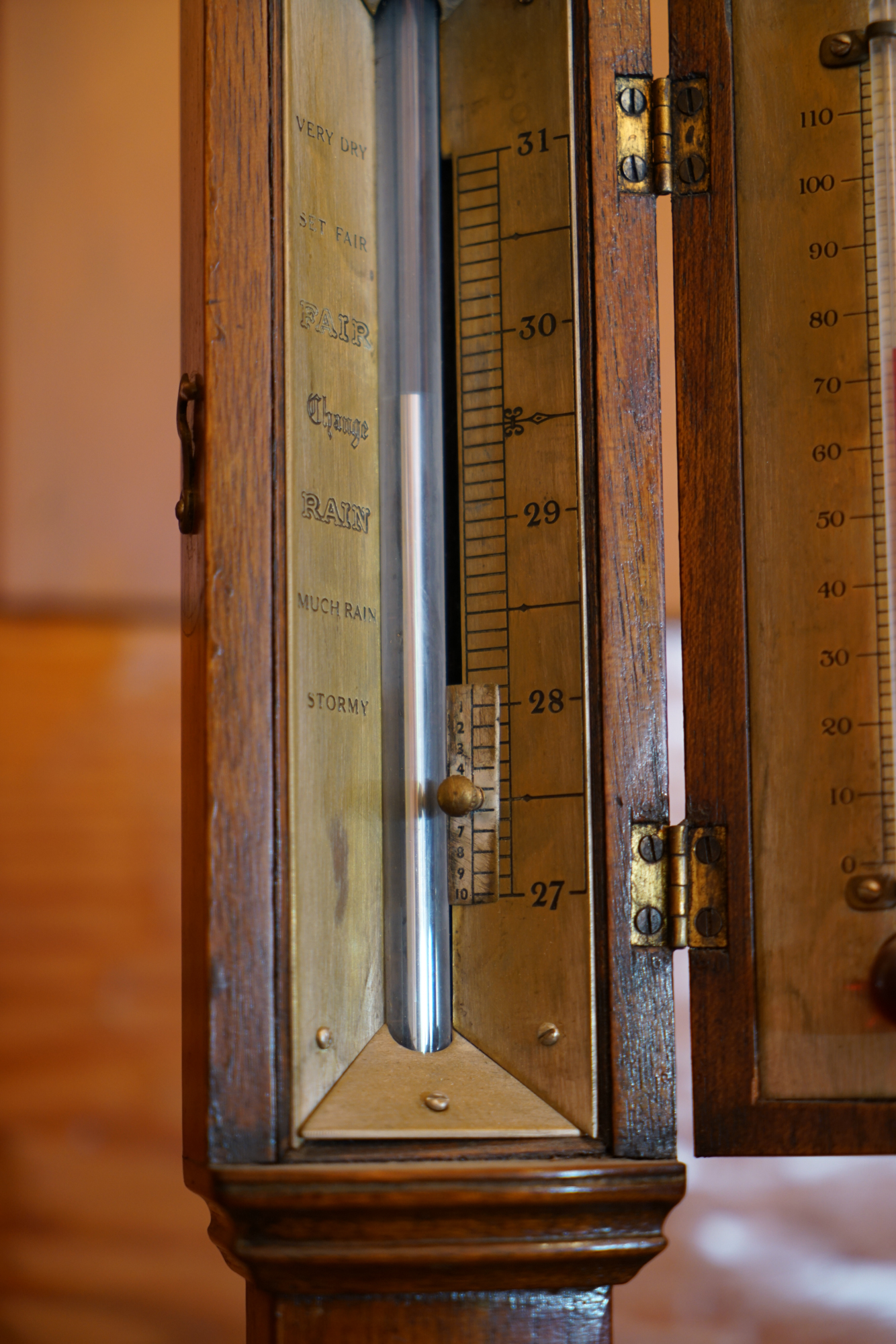 Antique Gimbaled Vertical Marine Barometer