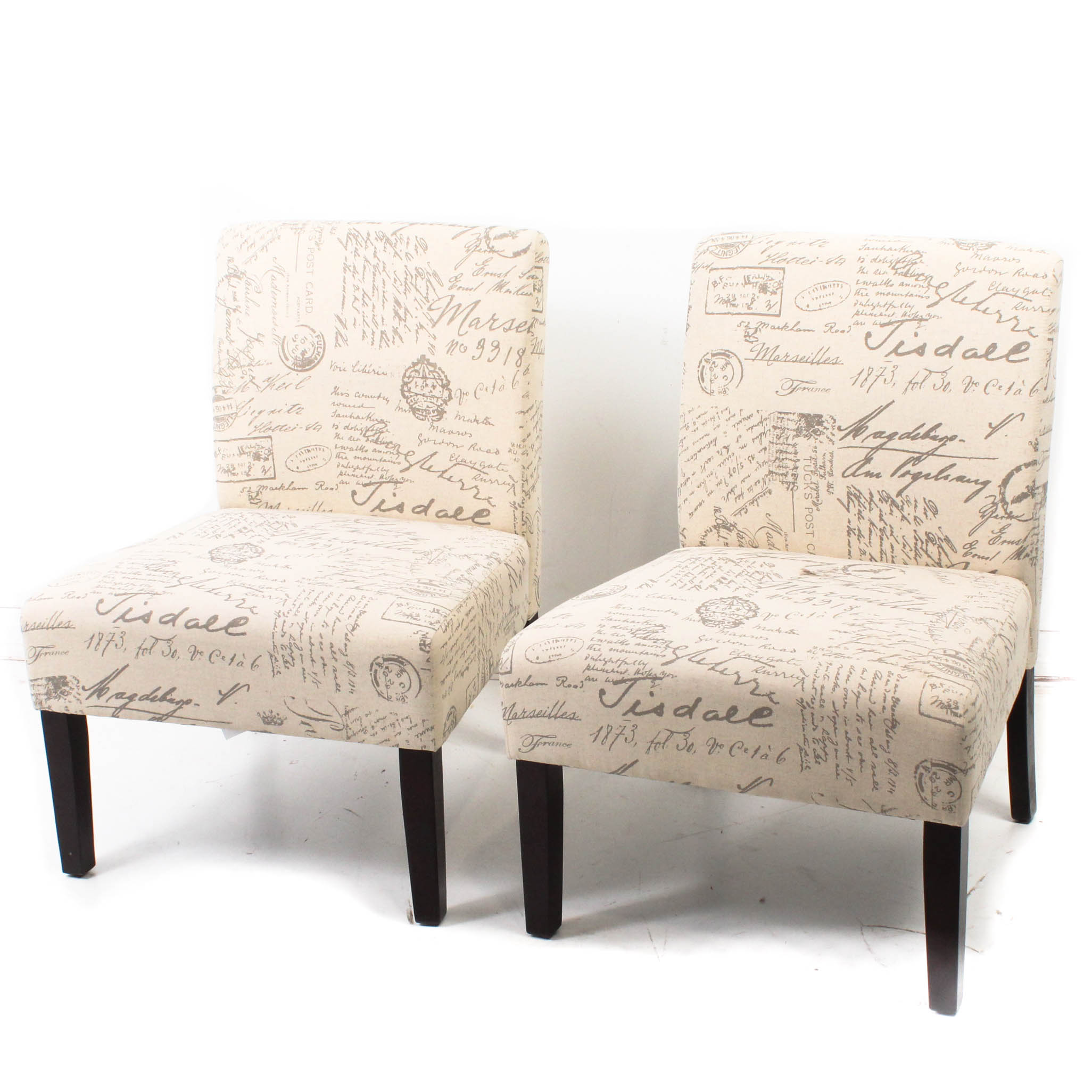 Two Contemporary Upholstered Slipper Chairs