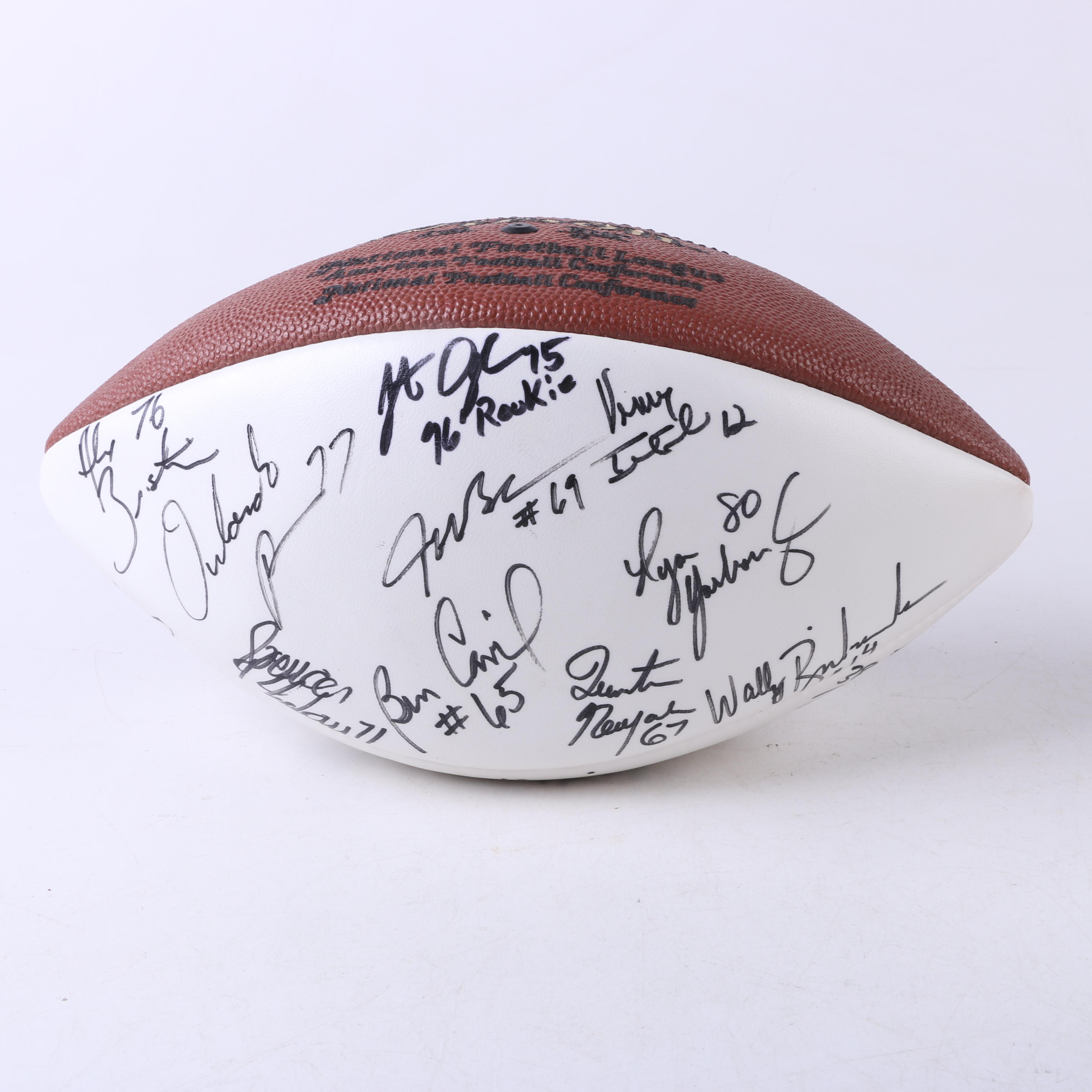 Multi-Autographed Footballs including Justin Tucker and 1996 Ravens Football