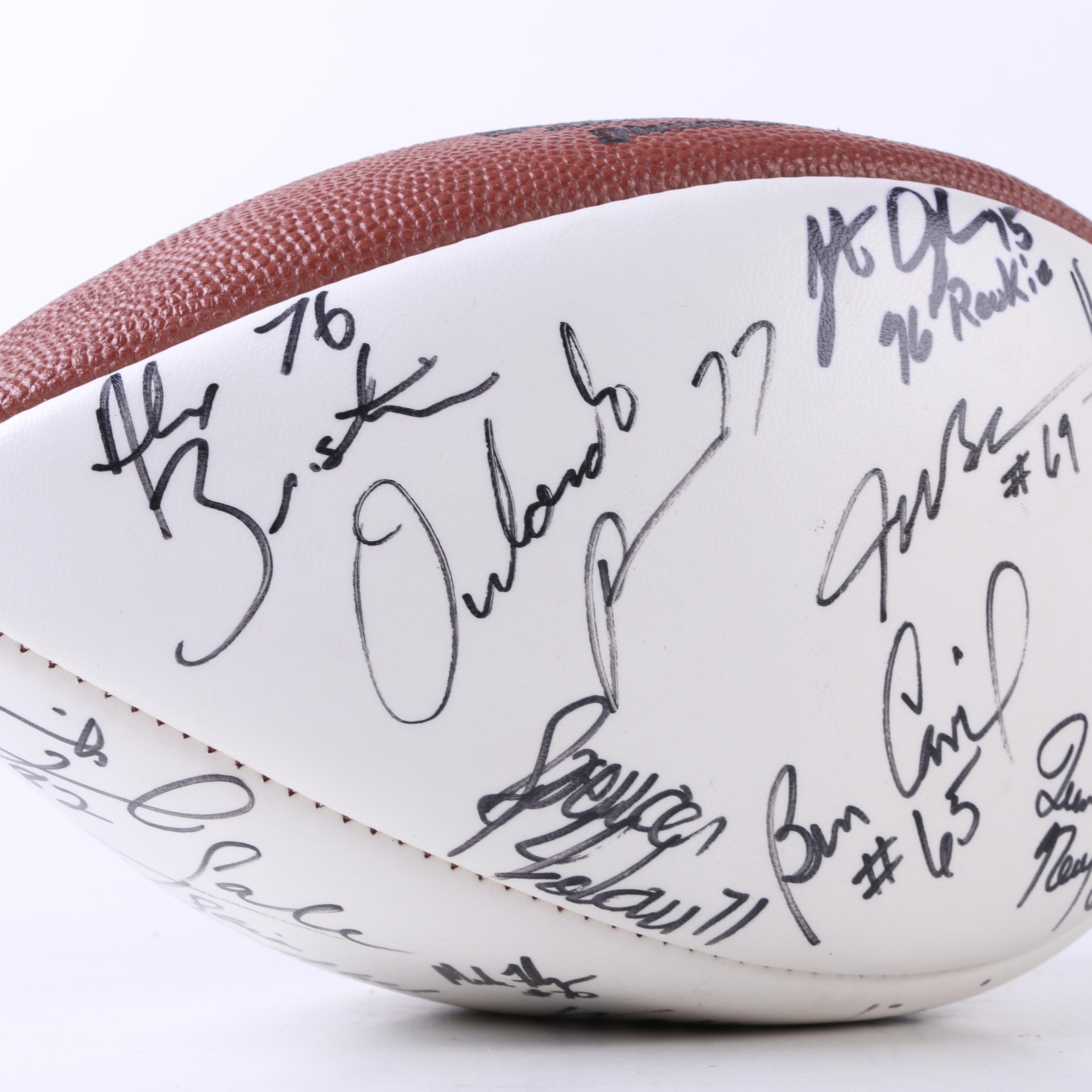 Multi-Autographed Footballs including Justin Tucker and 1996 Ravens Football